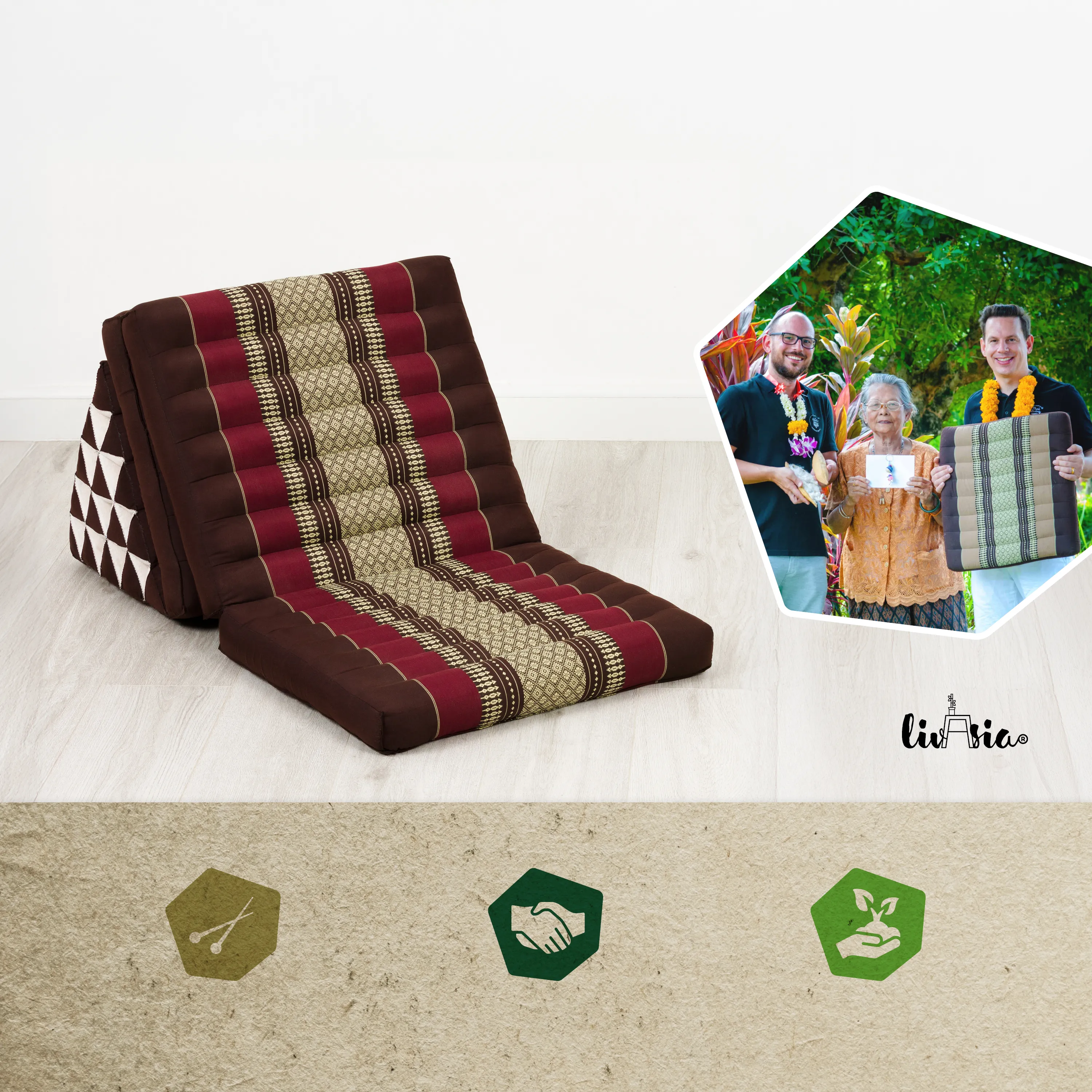 Coussin thaï en kapok hauteur XXL
