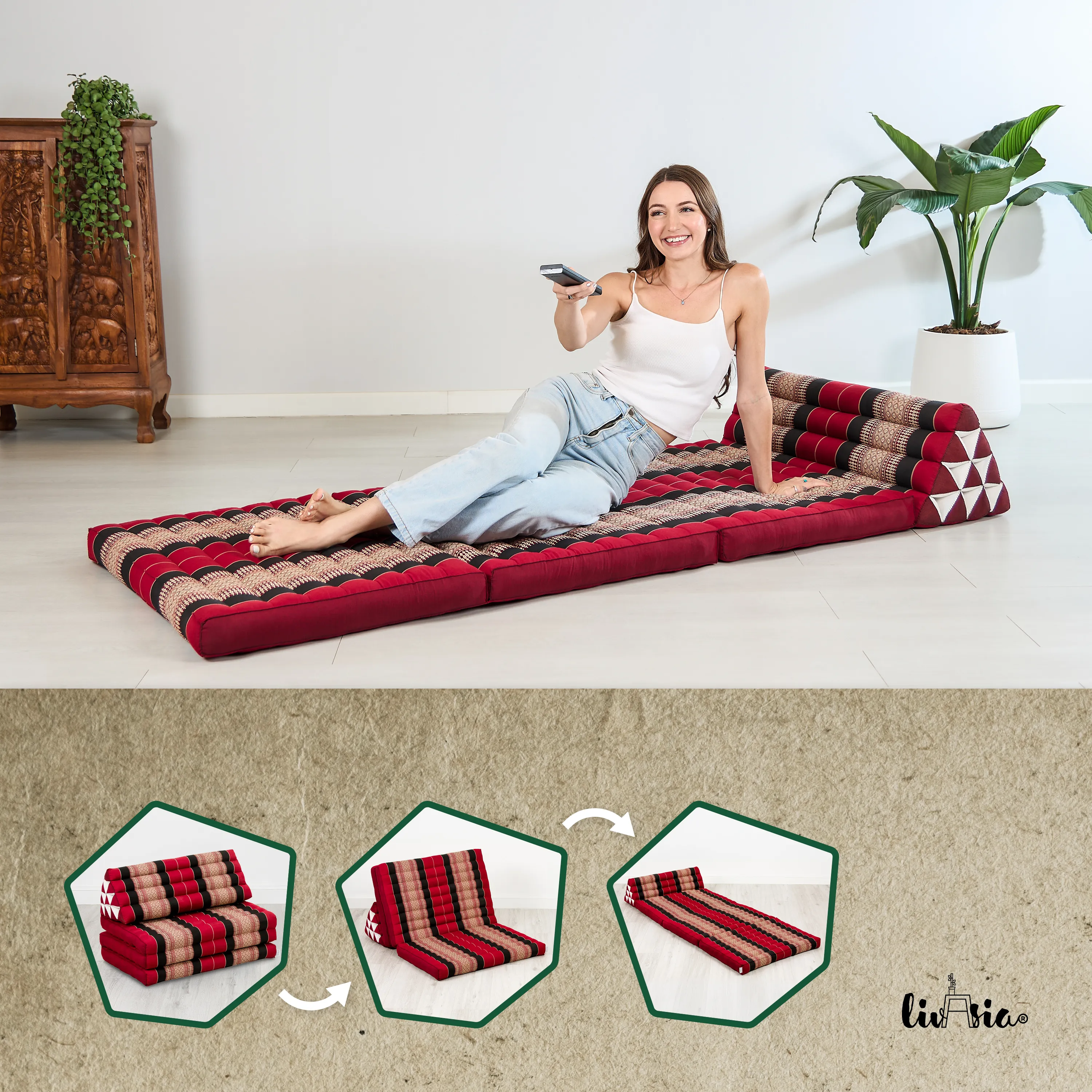 Coussin thaï en kapok largeur XXL