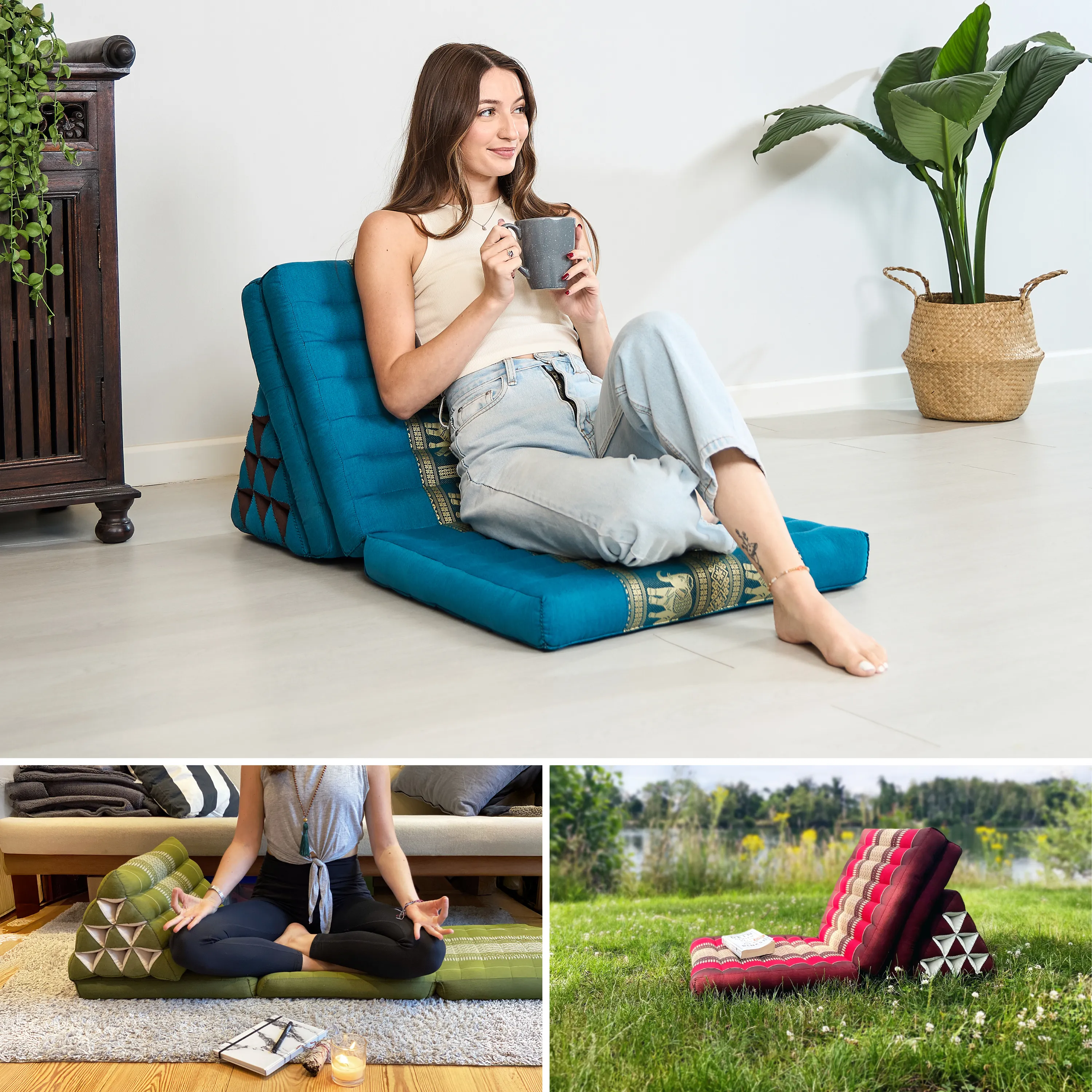 Coussin thaï avec matelas 3 parties en kapok, Deluxe