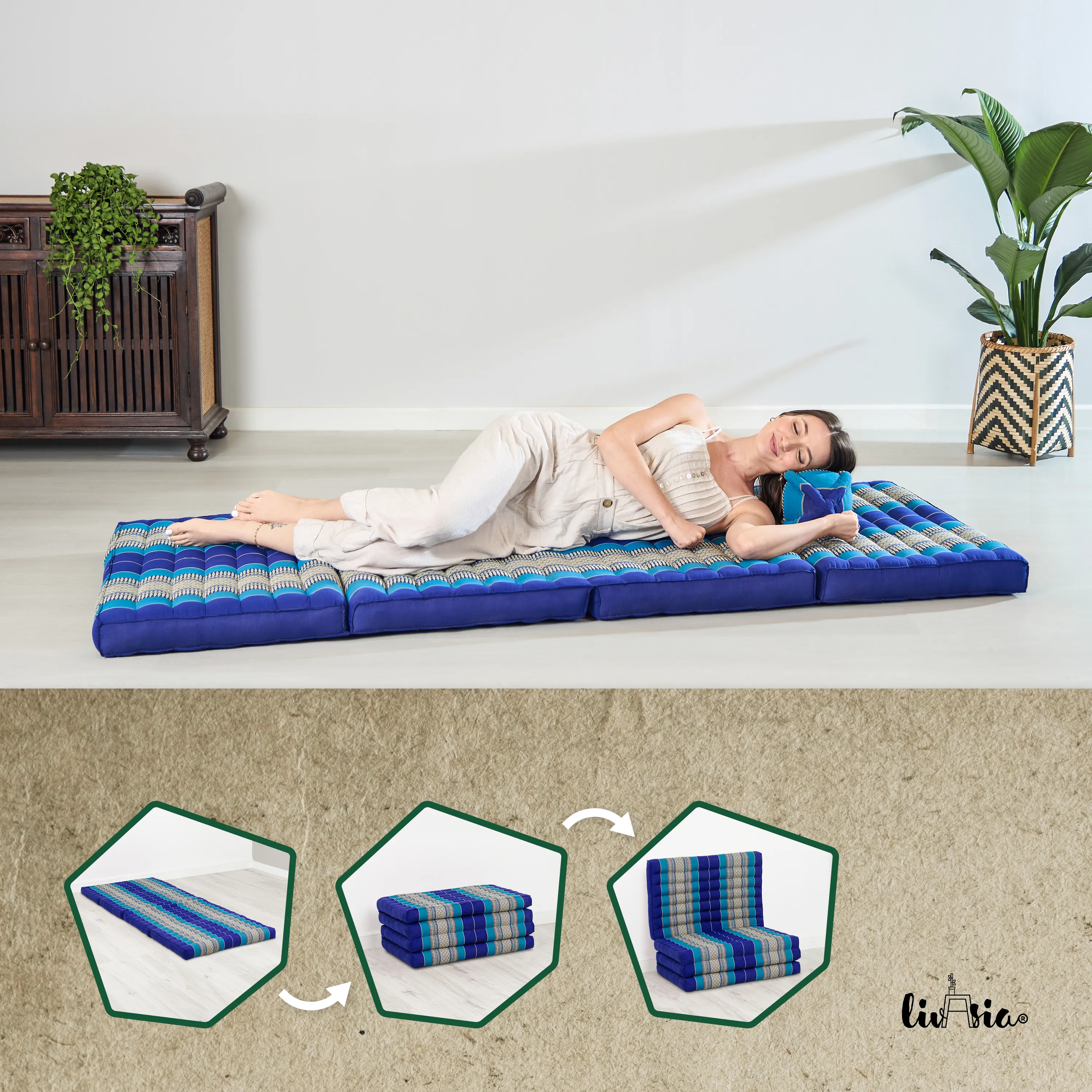 Matelas pliable en kapok, 80 cm de large, Classic