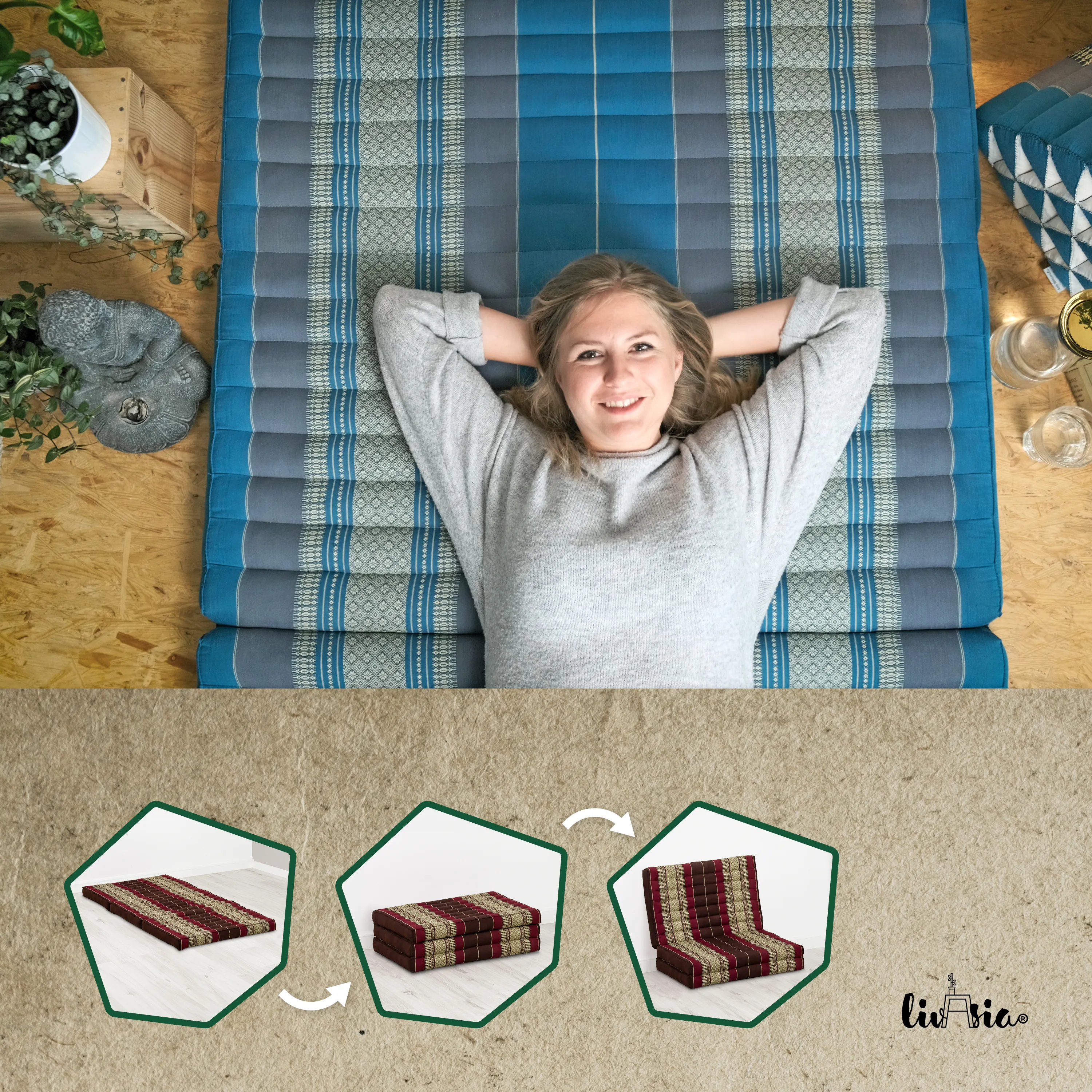 Matelas pliable pour enfant en kapok, 70 cm de large