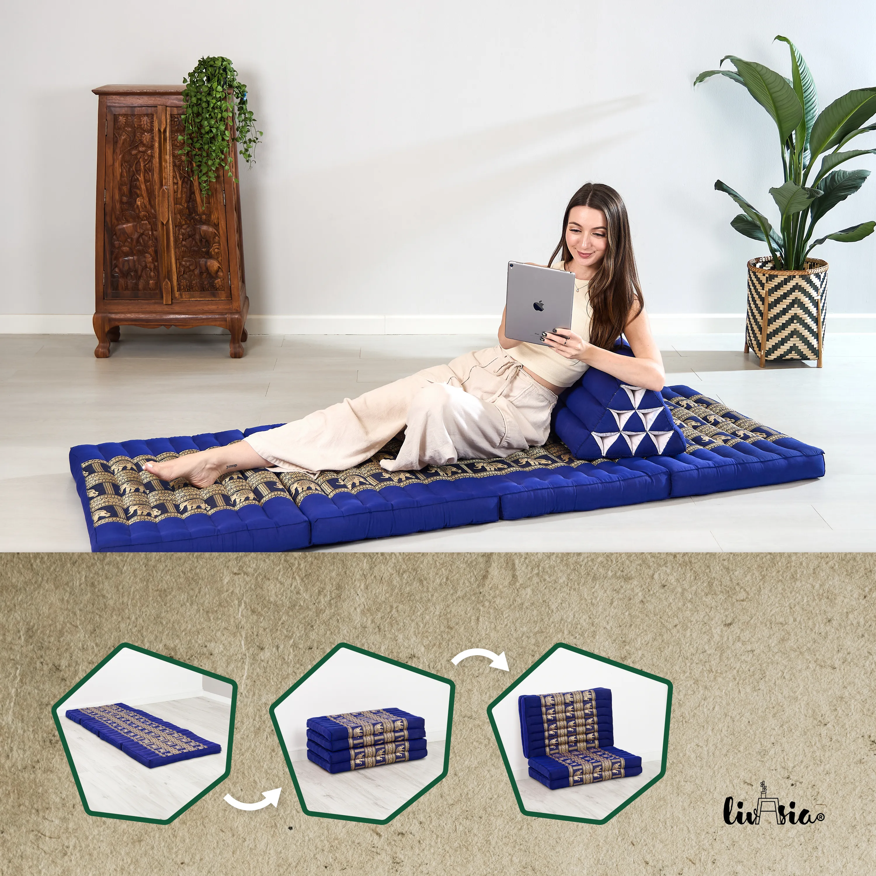 Matelas pliable en kapok, 80 cm de large, Deluxe