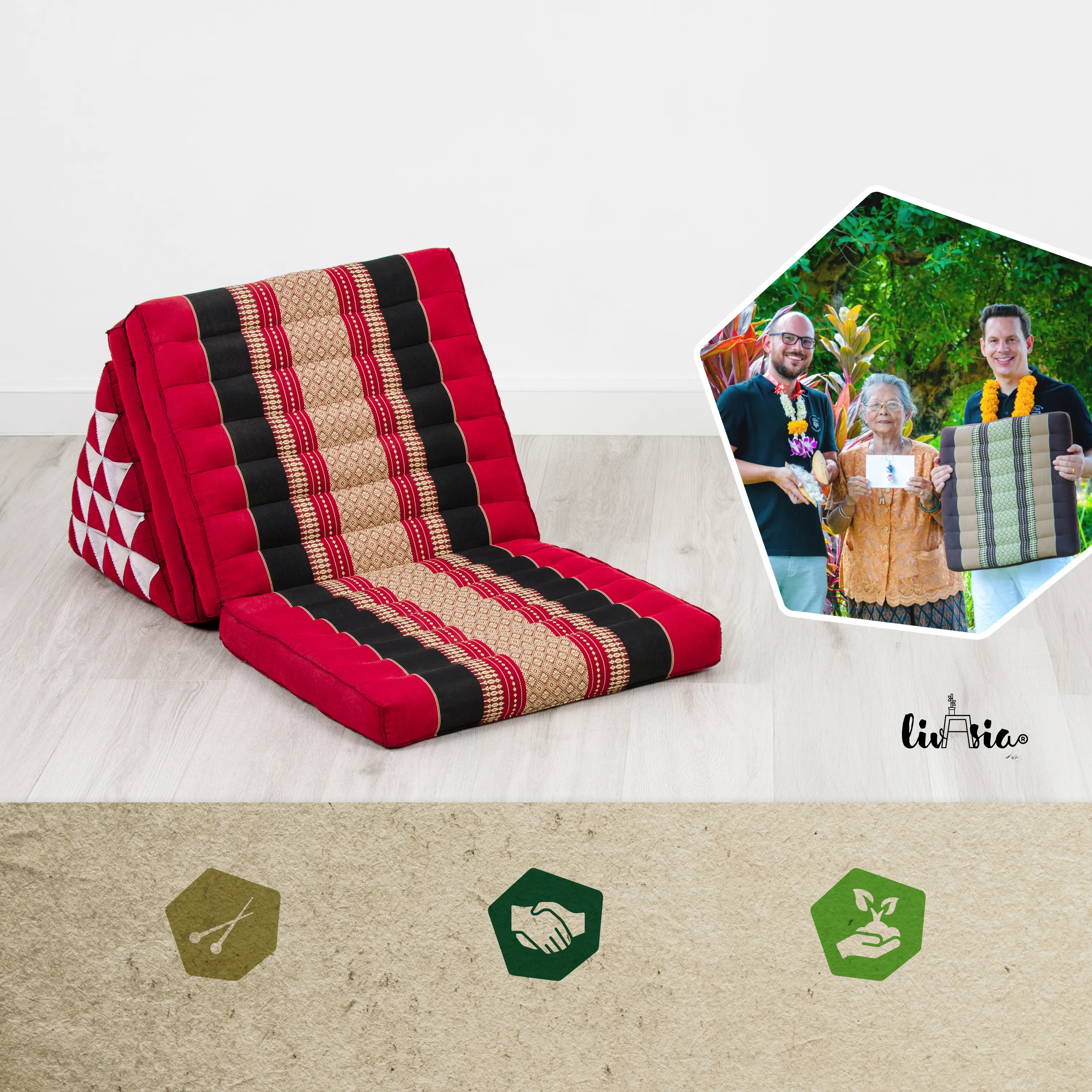 Coussin thaï en kapok hauteur XXL