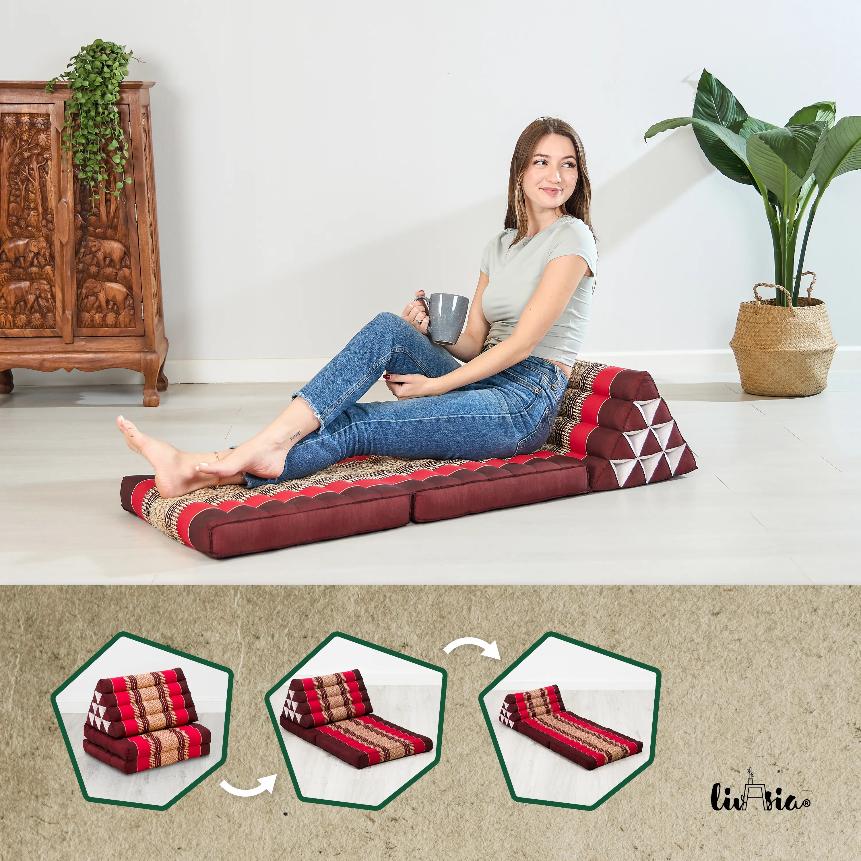 Coussin thaï avec matelas 2 parties en kapok