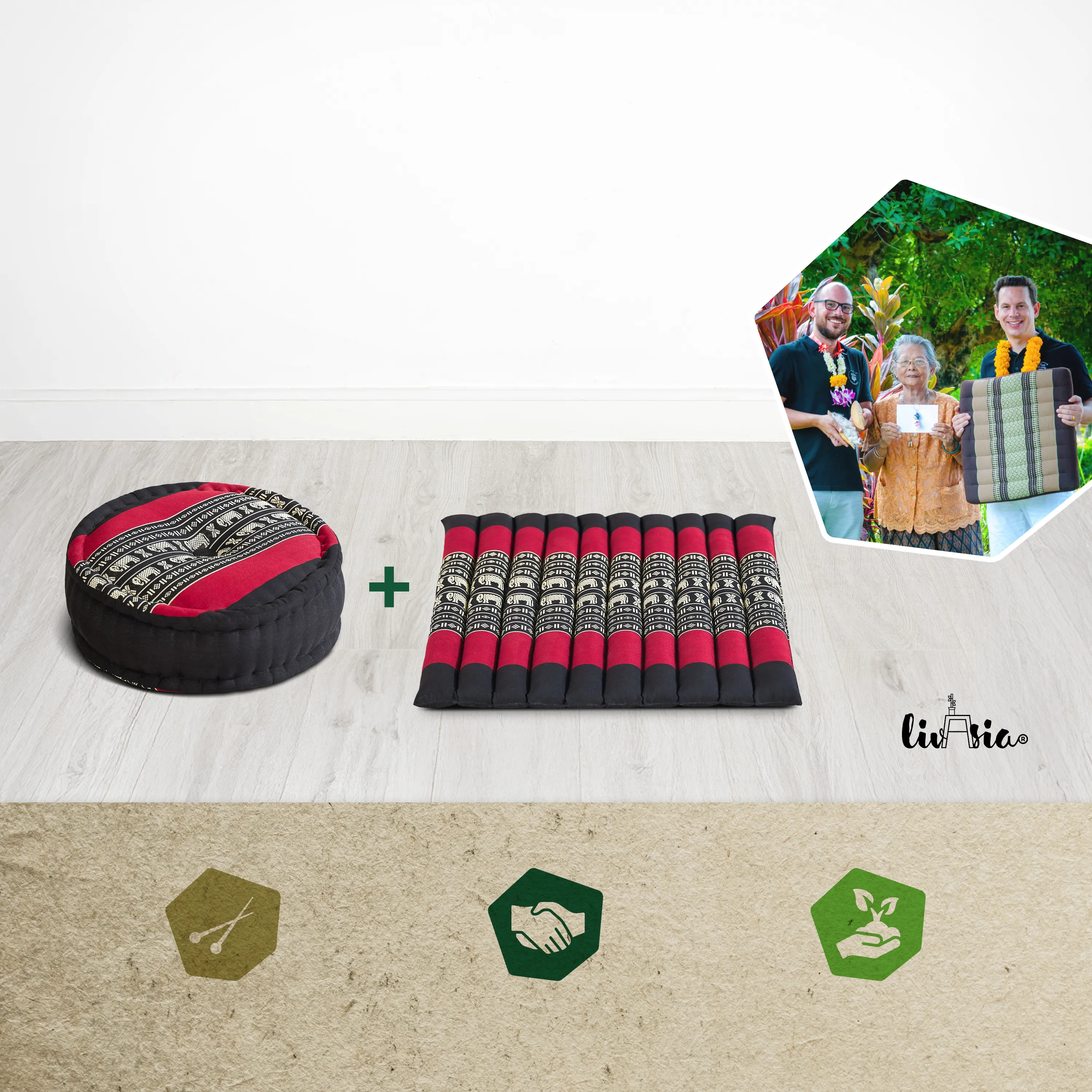 Set de coussins de méditation en kapok L