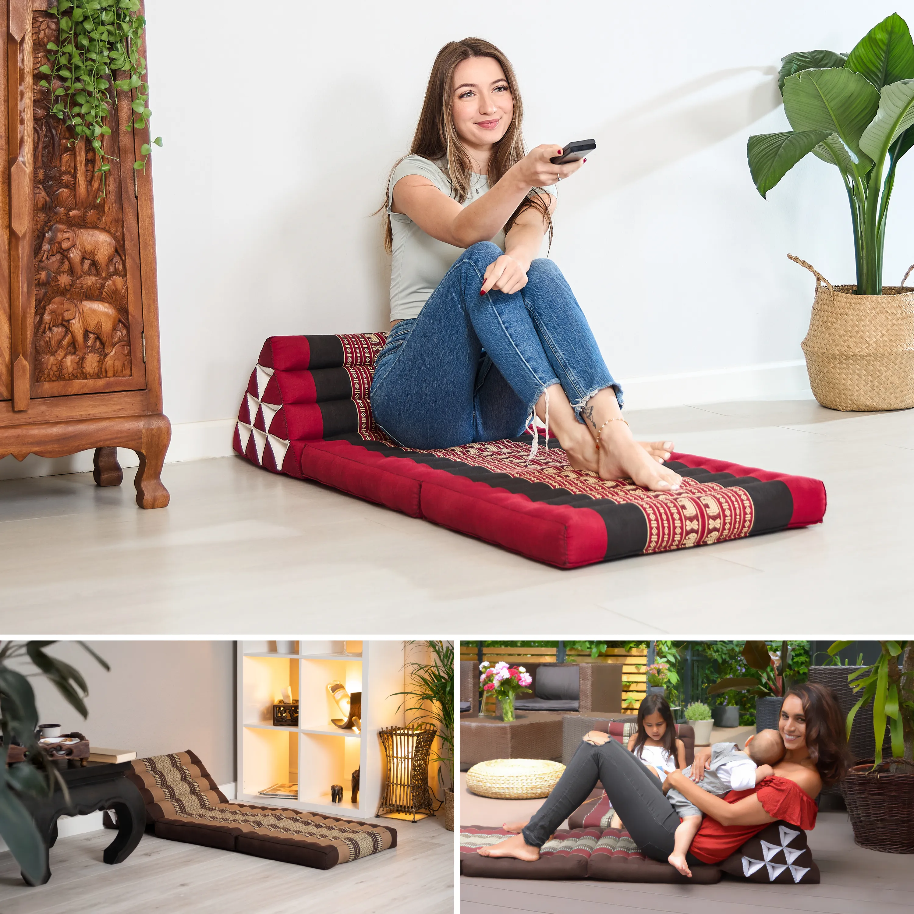 Coussin thaï avec matelas 2 parties en kapok