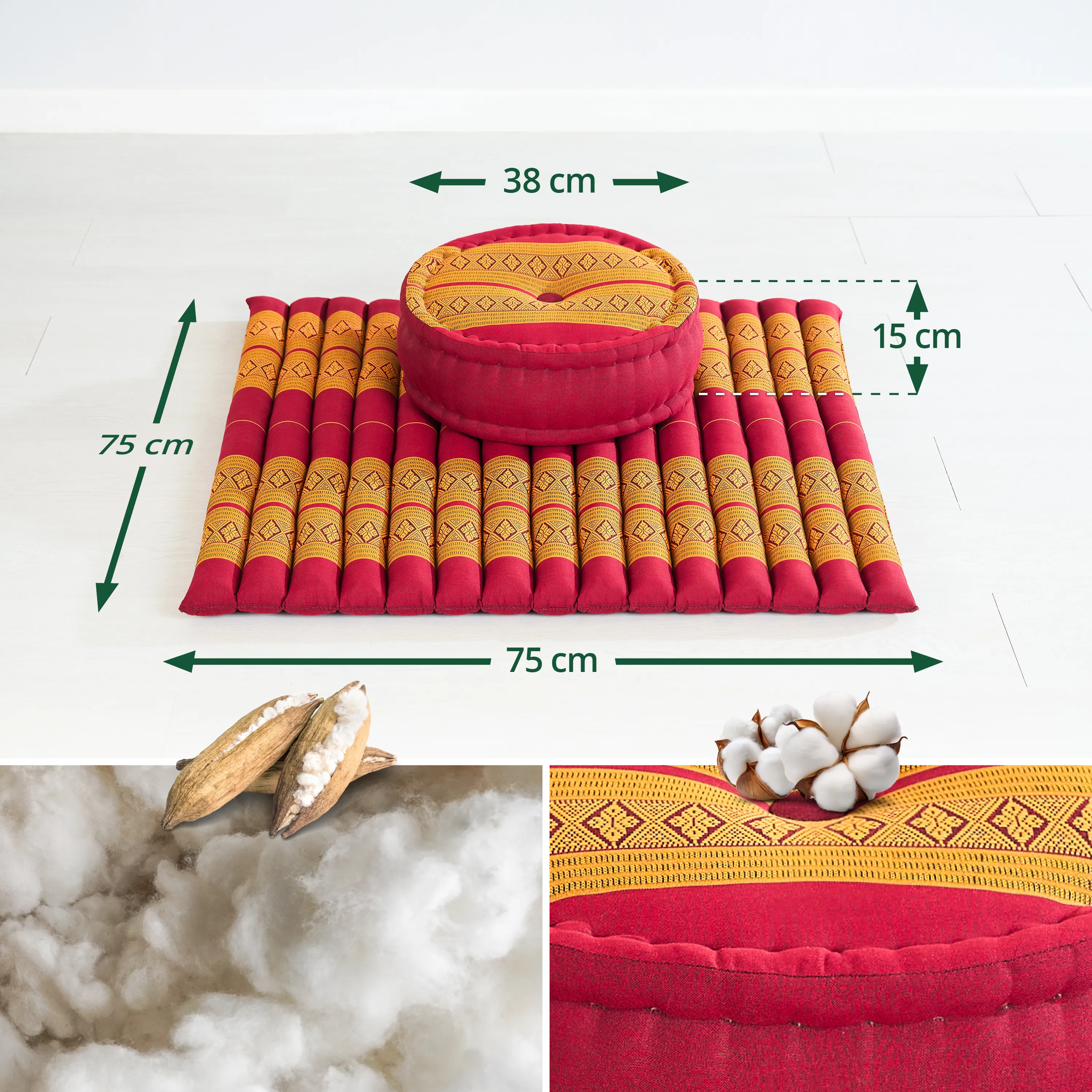 Set de coussins de méditation en kapok XL