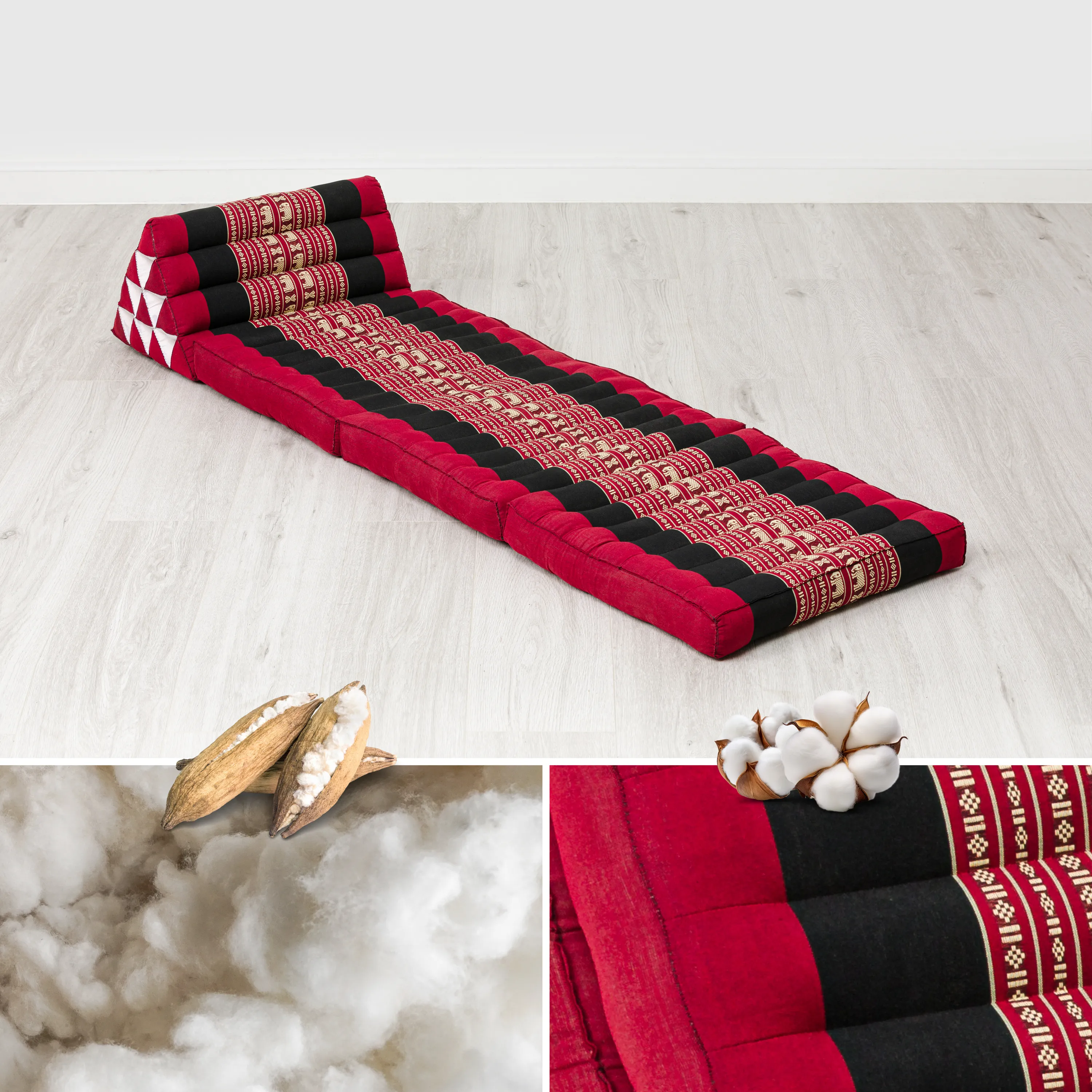 Coussin thaï avec matelas 3 parties en kapok, Classic