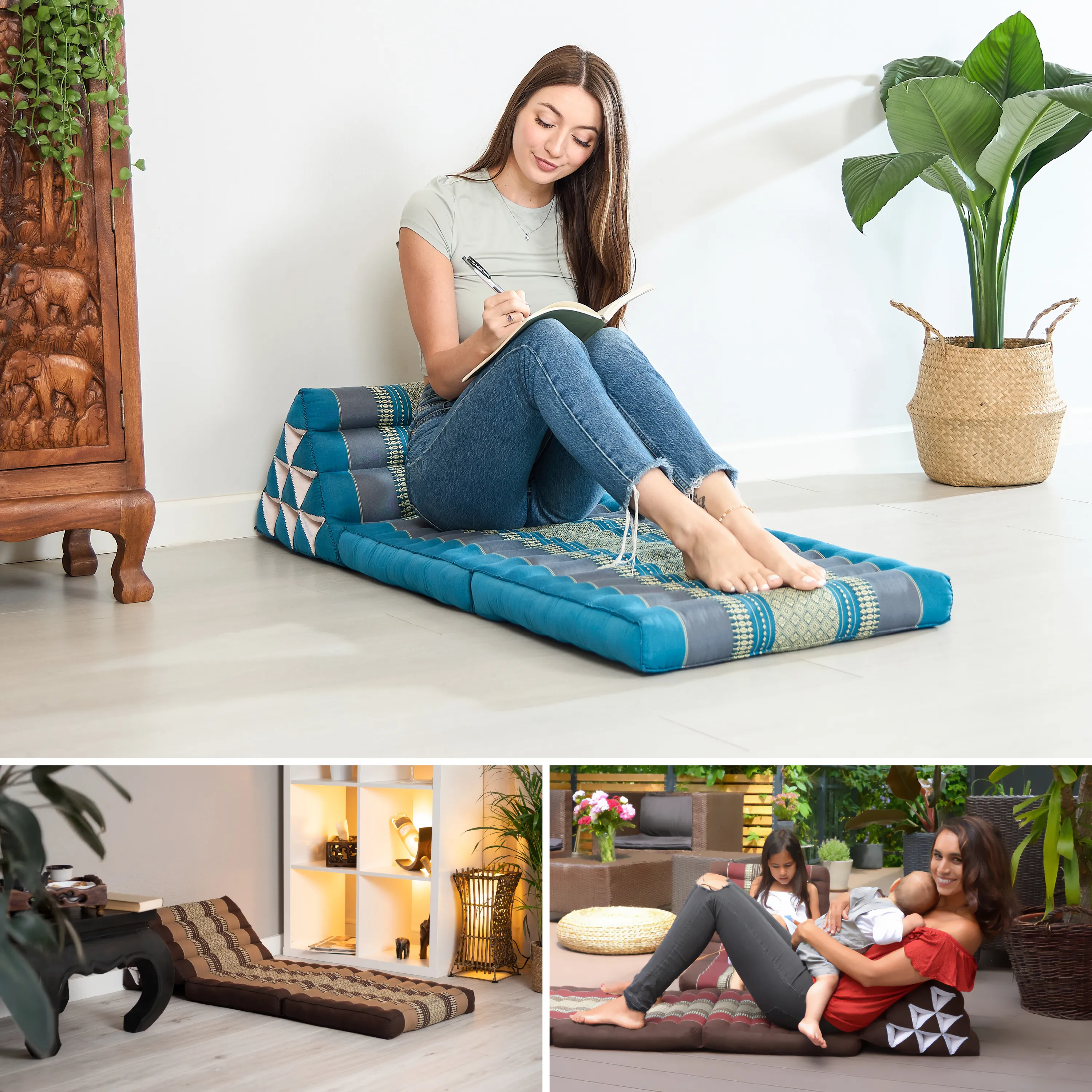 Coussin thaï avec matelas 2 parties en kapok