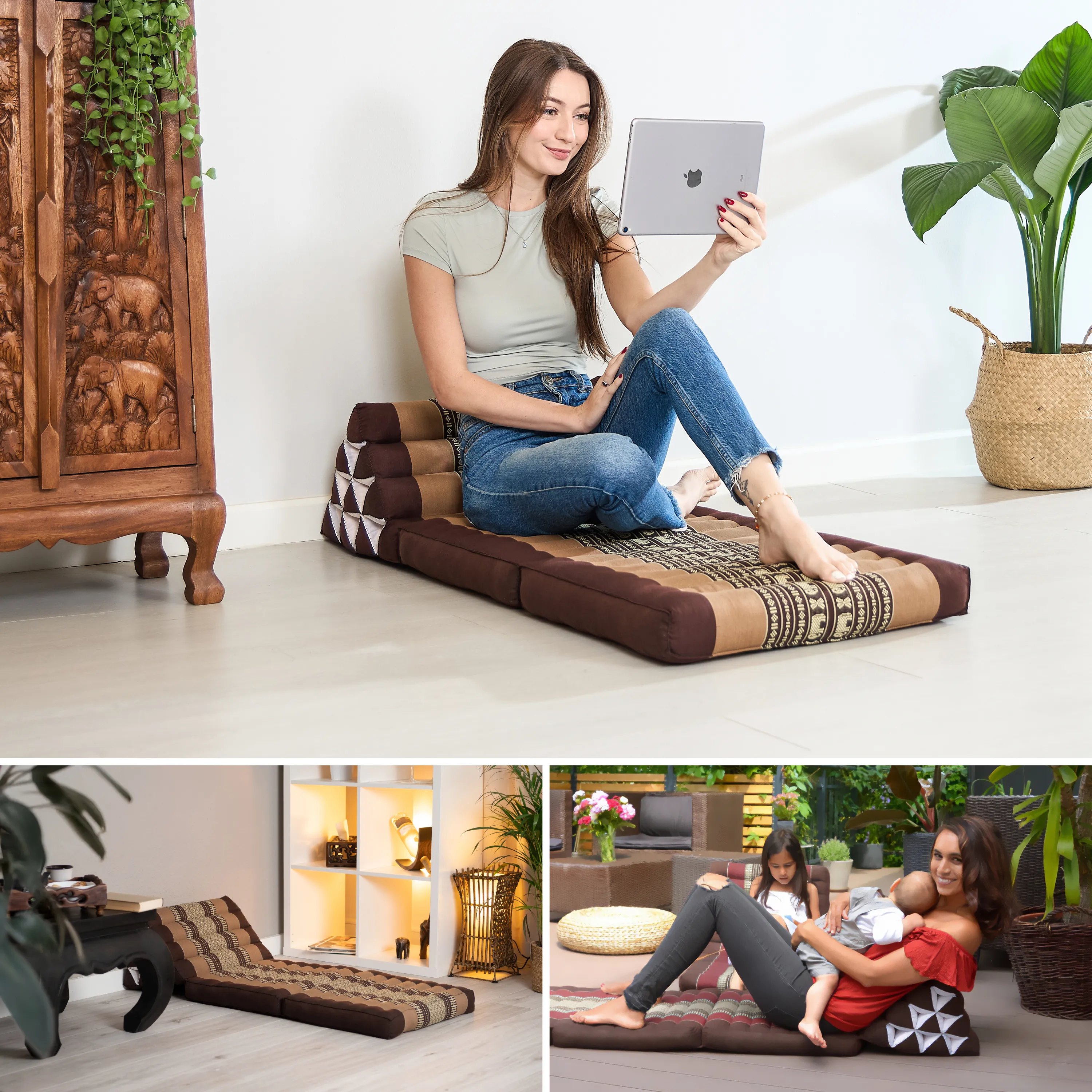 Coussin thaï avec matelas 2 parties en kapok