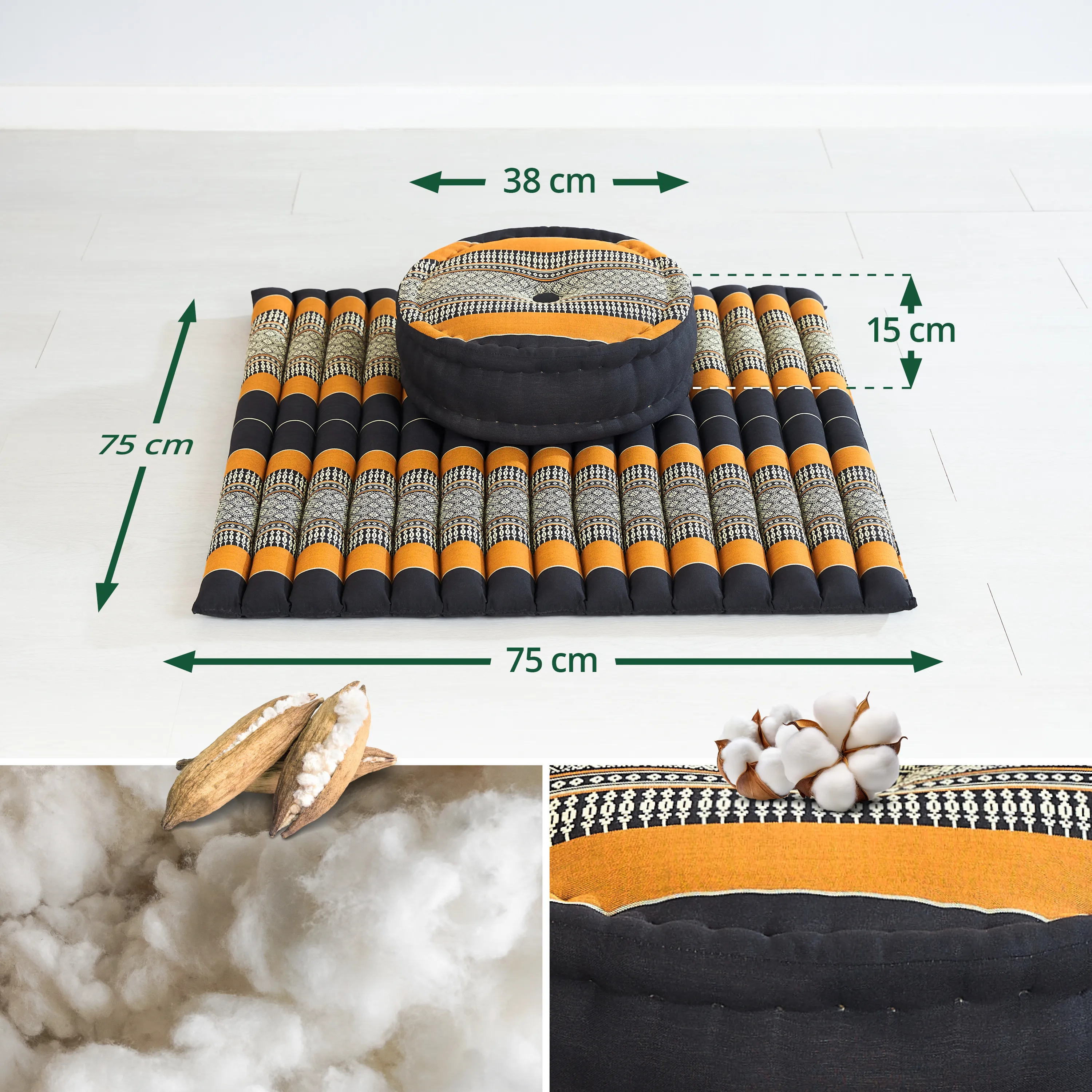 Set de coussins de méditation en kapok XL