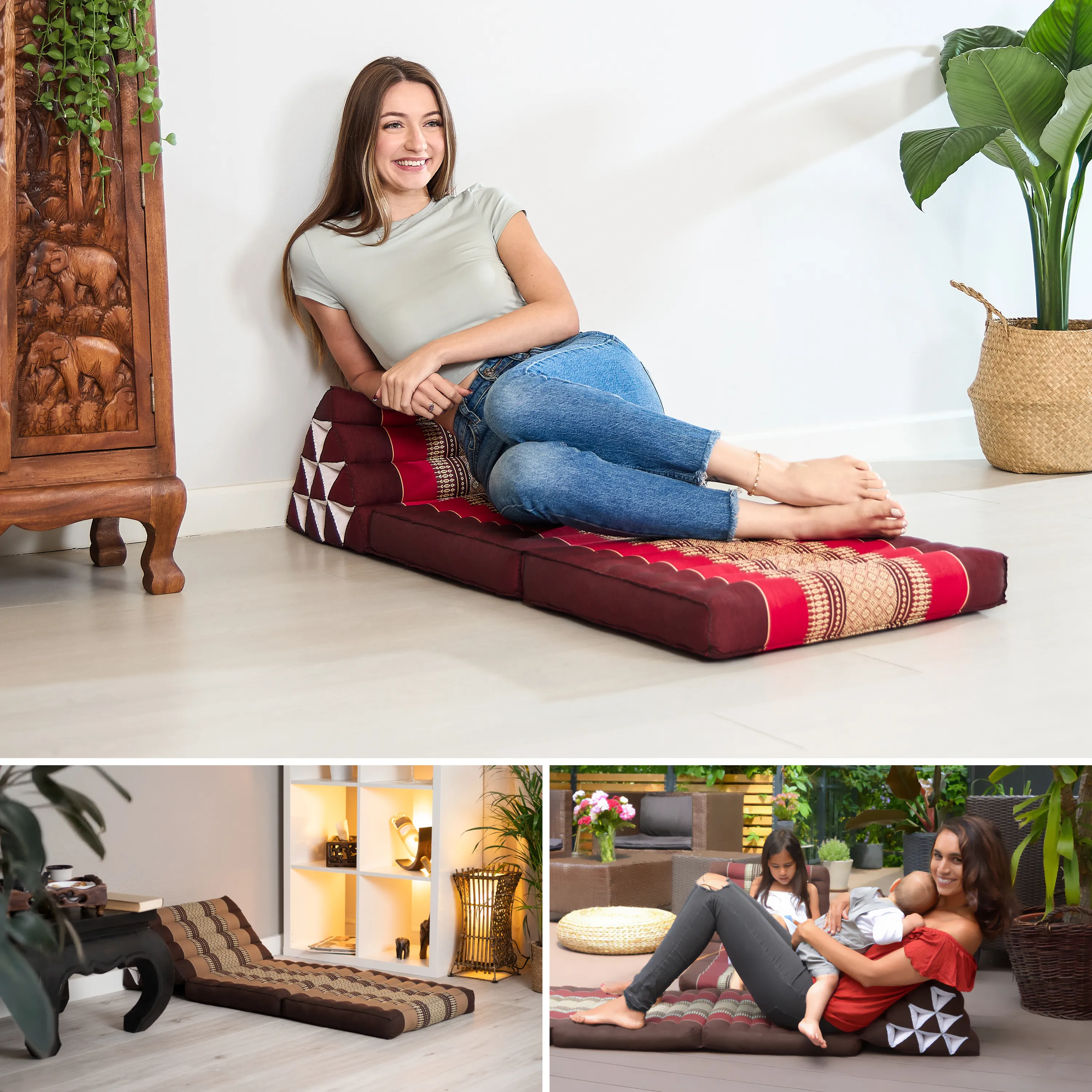 Coussin thaï avec matelas 2 parties en kapok