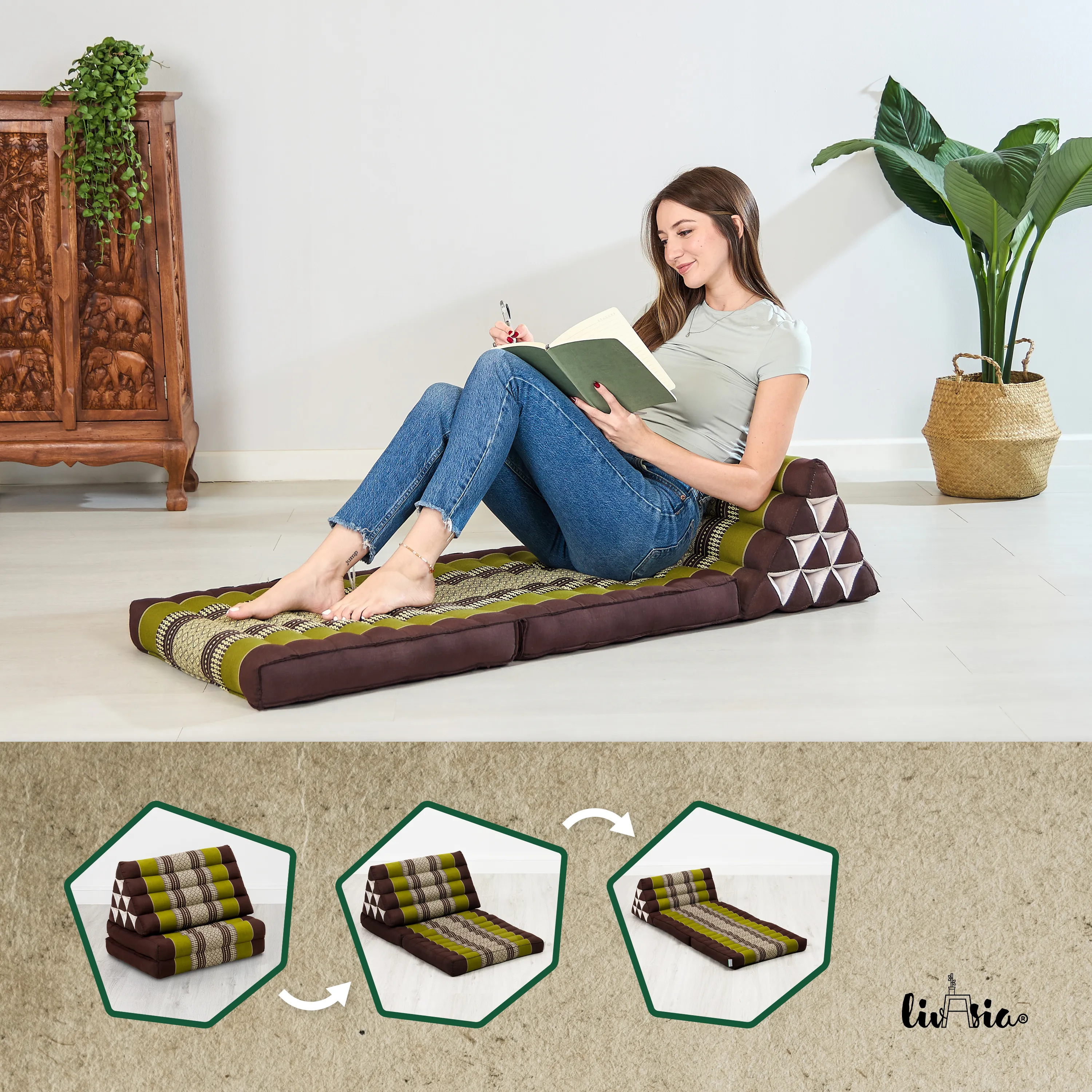 Coussin thaï avec matelas 2 parties en kapok