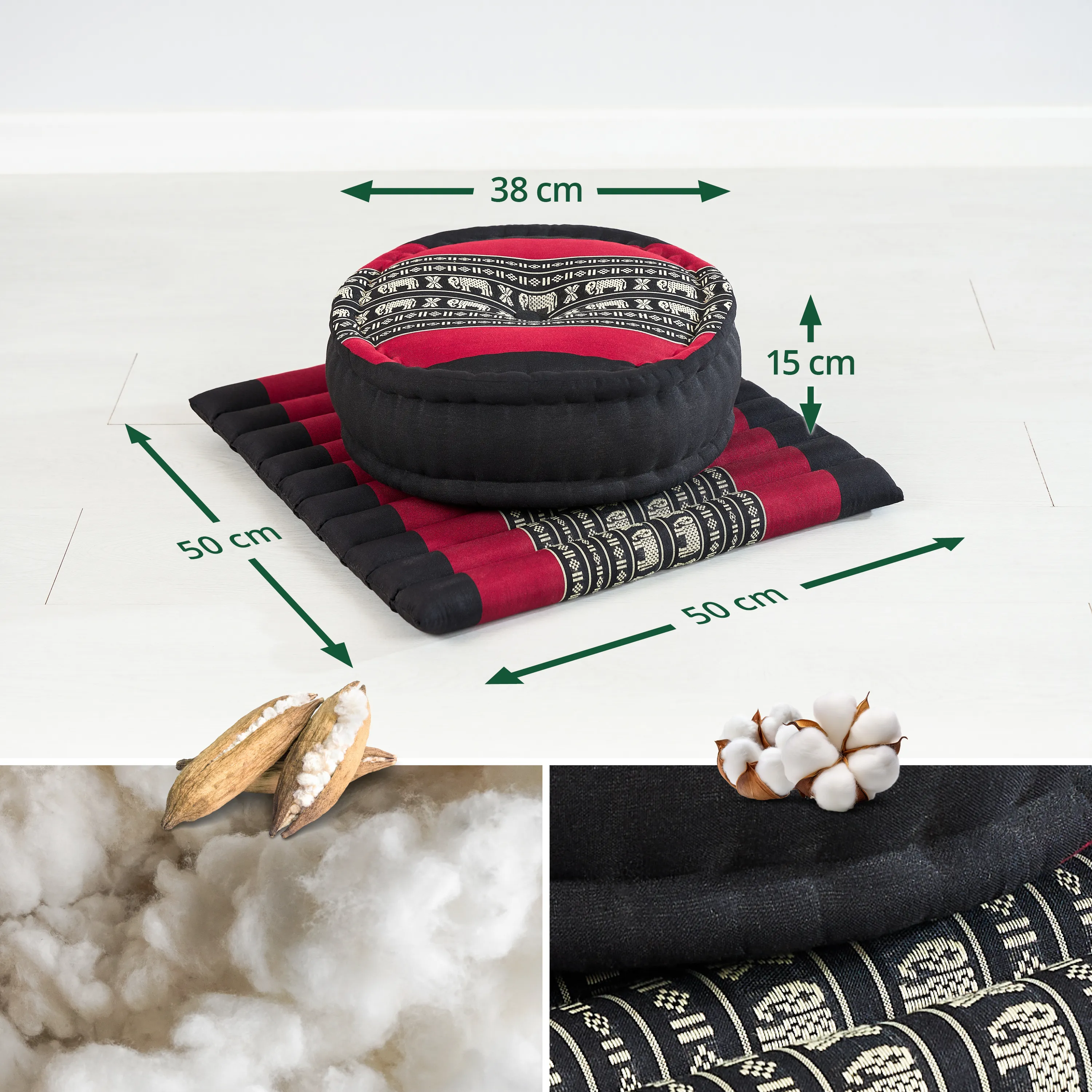 Set de coussins de méditation en kapok L