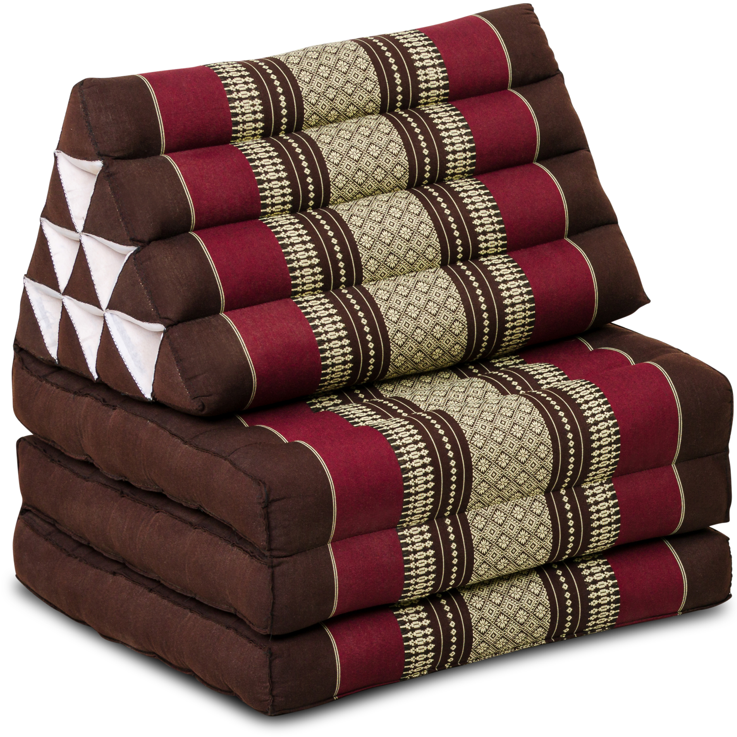 3 Fold Thai 100% Kapok Folding Mattress. 10 Triangles. 4 colours 3 Fold Thai 100% Kapok Folding Mattress. 10 Triangles. 4 colours