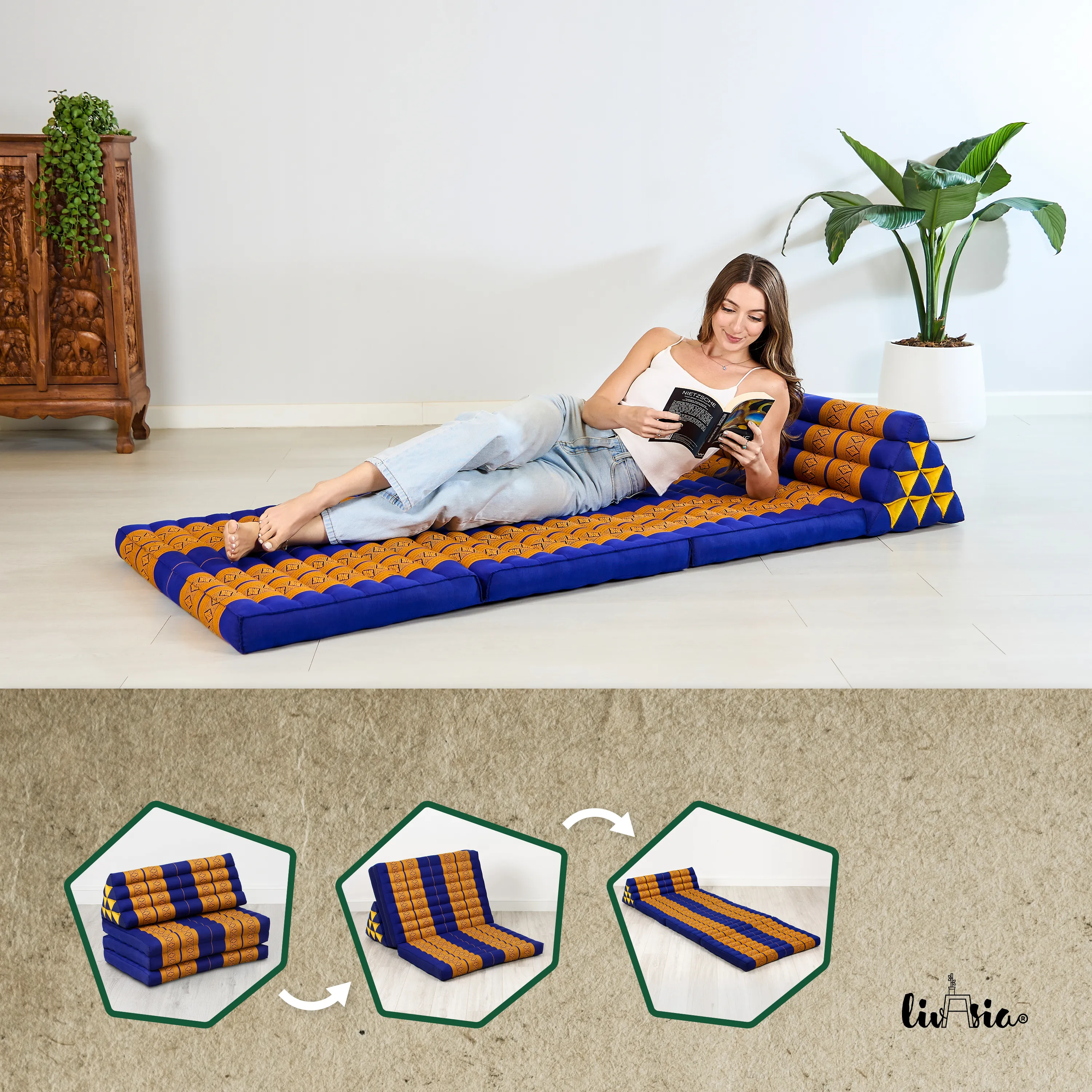Coussin thaï en kapok largeur XXL