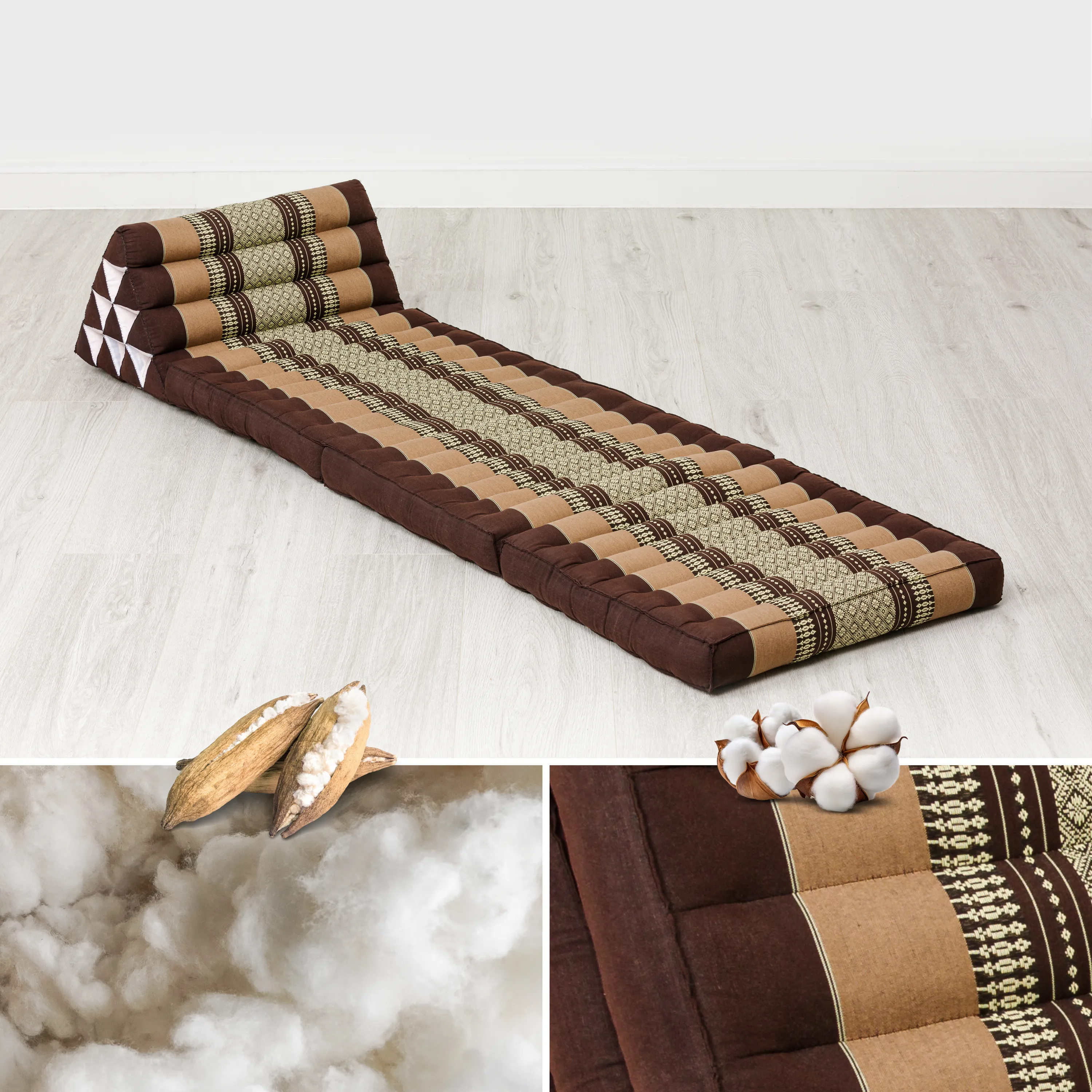 Coussin thaï avec matelas 3 parties en kapok, Classic