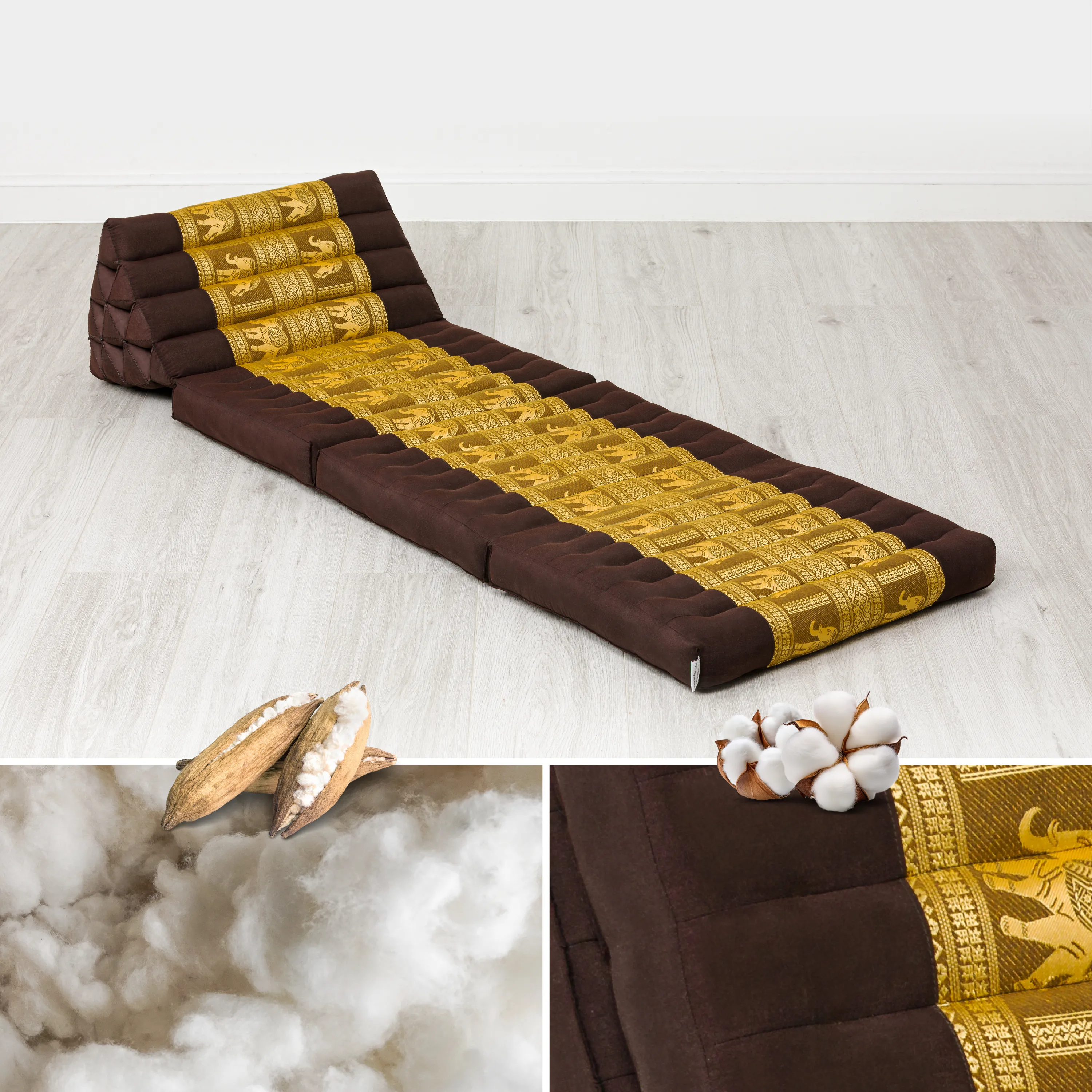 Coussin thaï avec matelas 3 parties en kapok, Deluxe