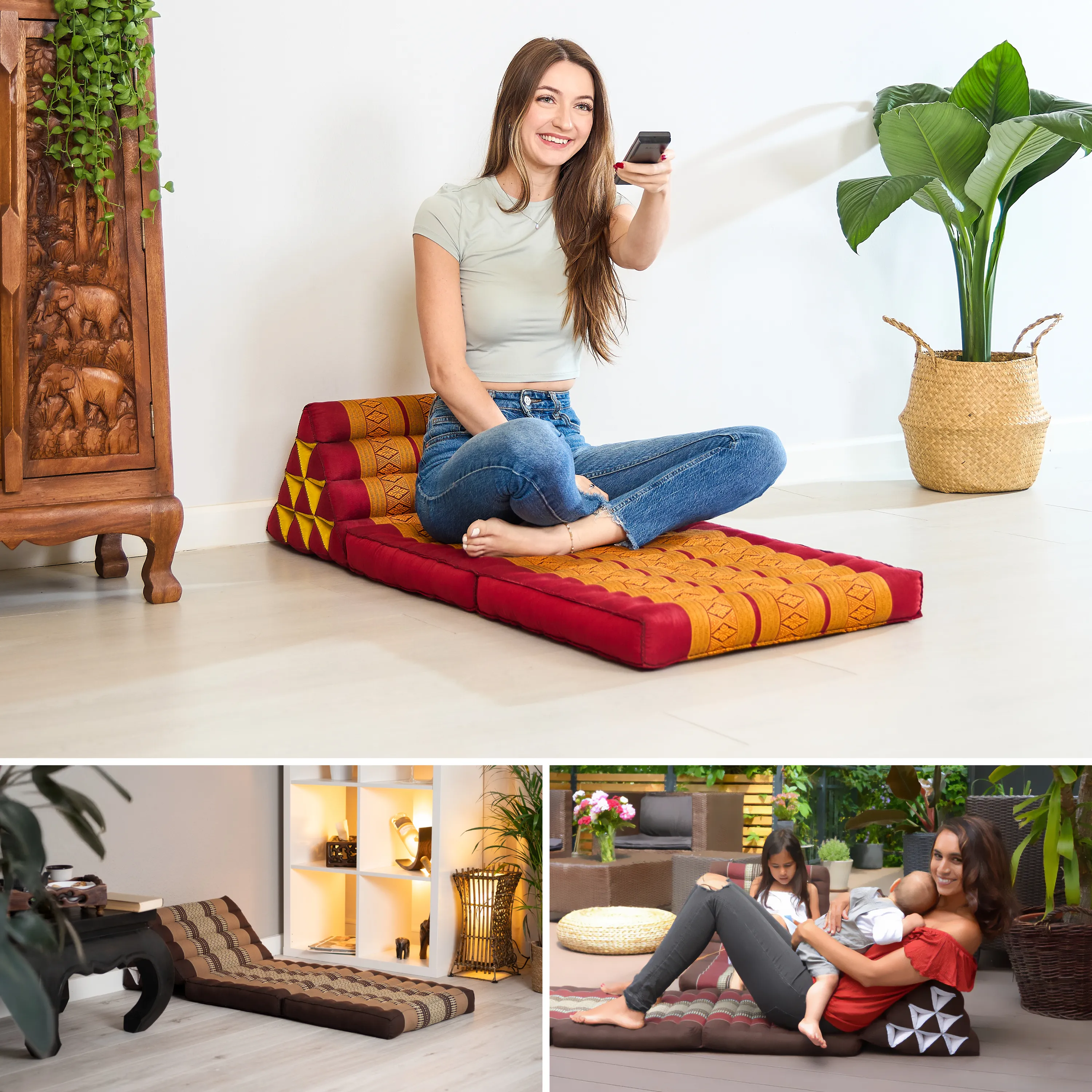 Coussin thaï avec matelas 2 parties en kapok