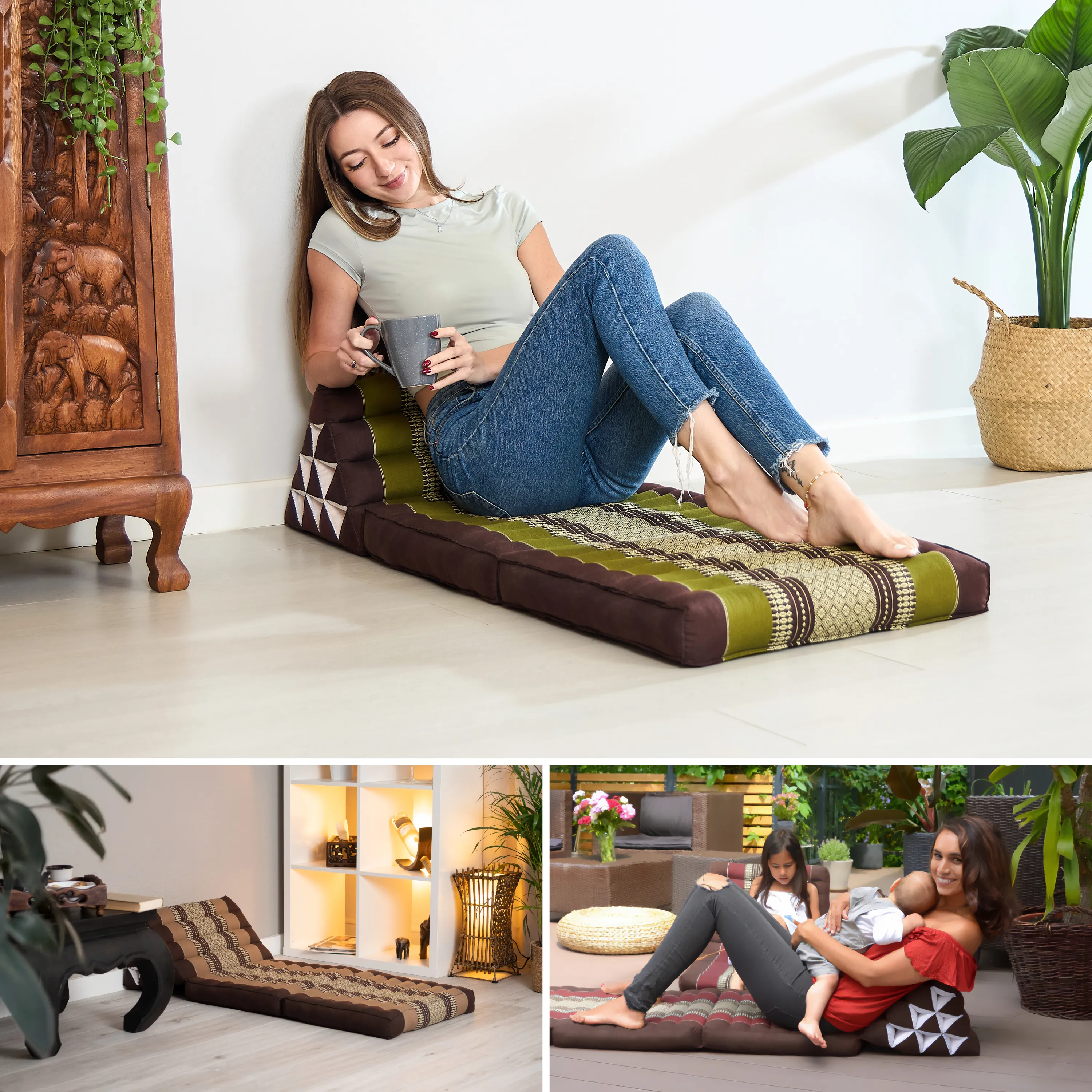 Coussin thaï avec matelas 2 parties en kapok