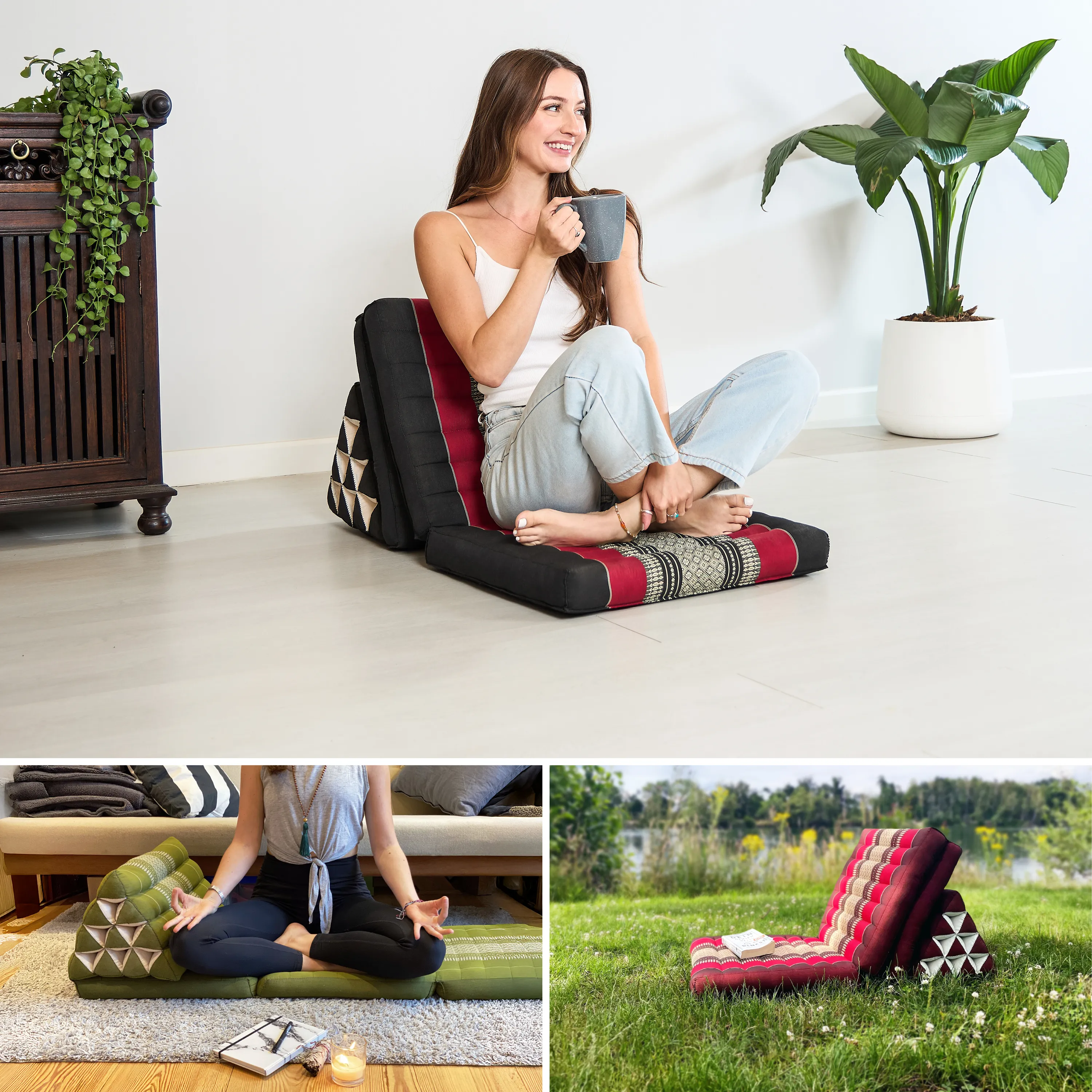 Coussin thaï avec matelas 3 parties en kapok, Classic