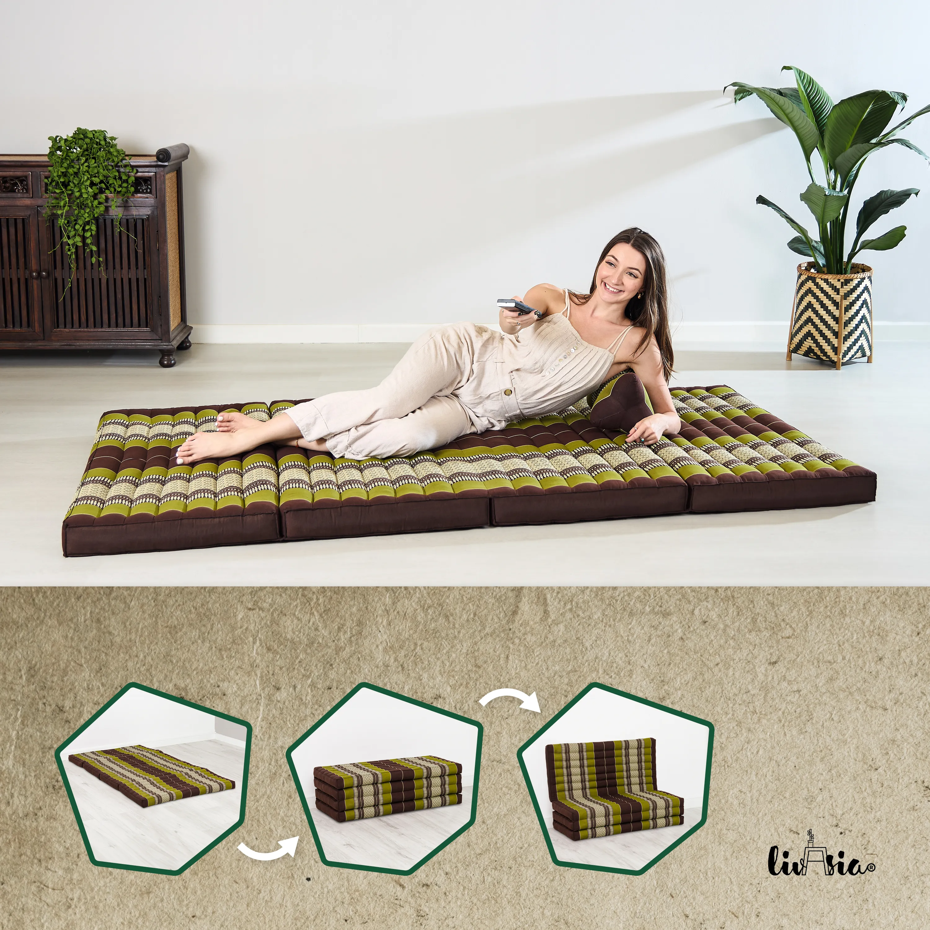 Matelas pliable en kapok, 110 cm de large, Classic