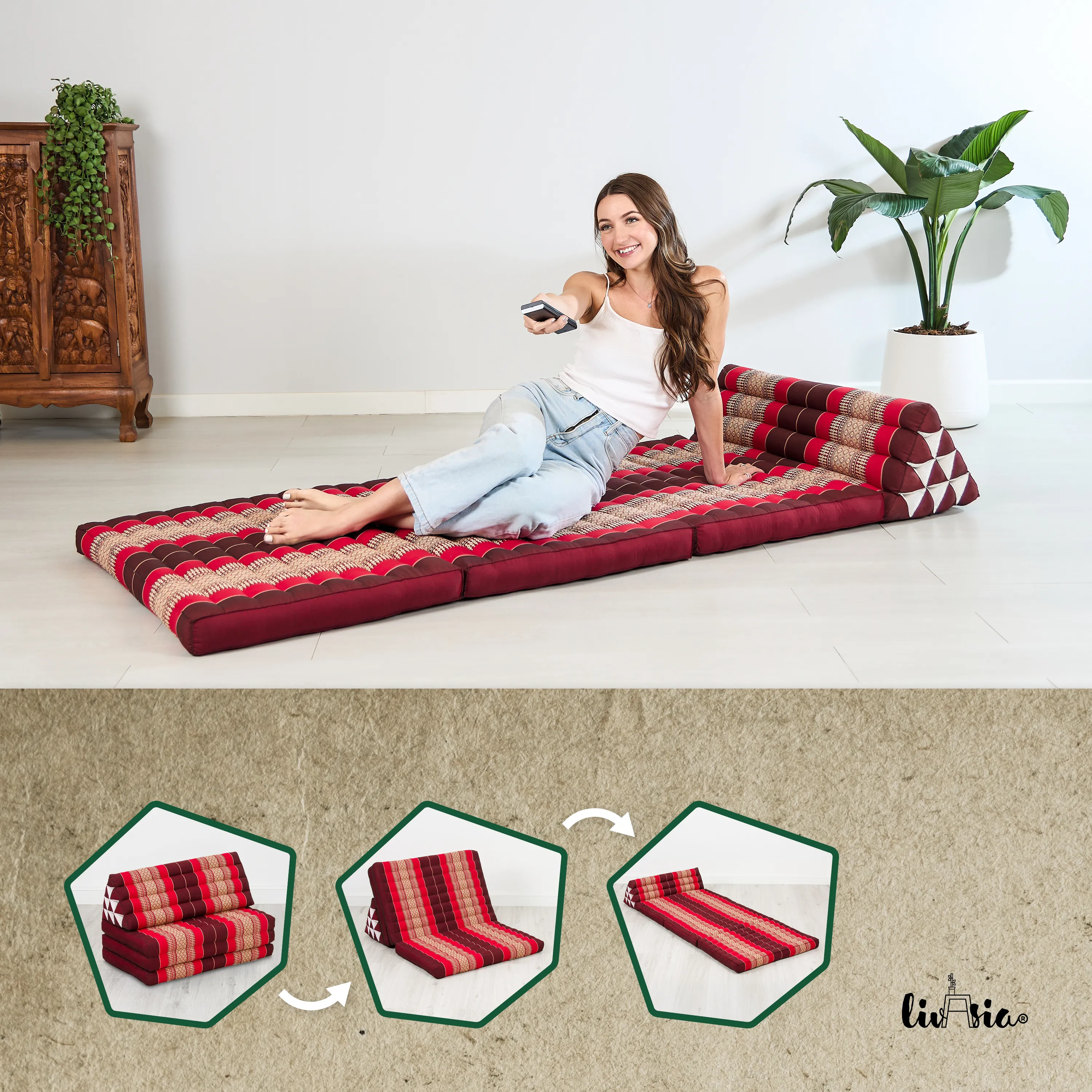 Coussin thaï en kapok largeur XXL