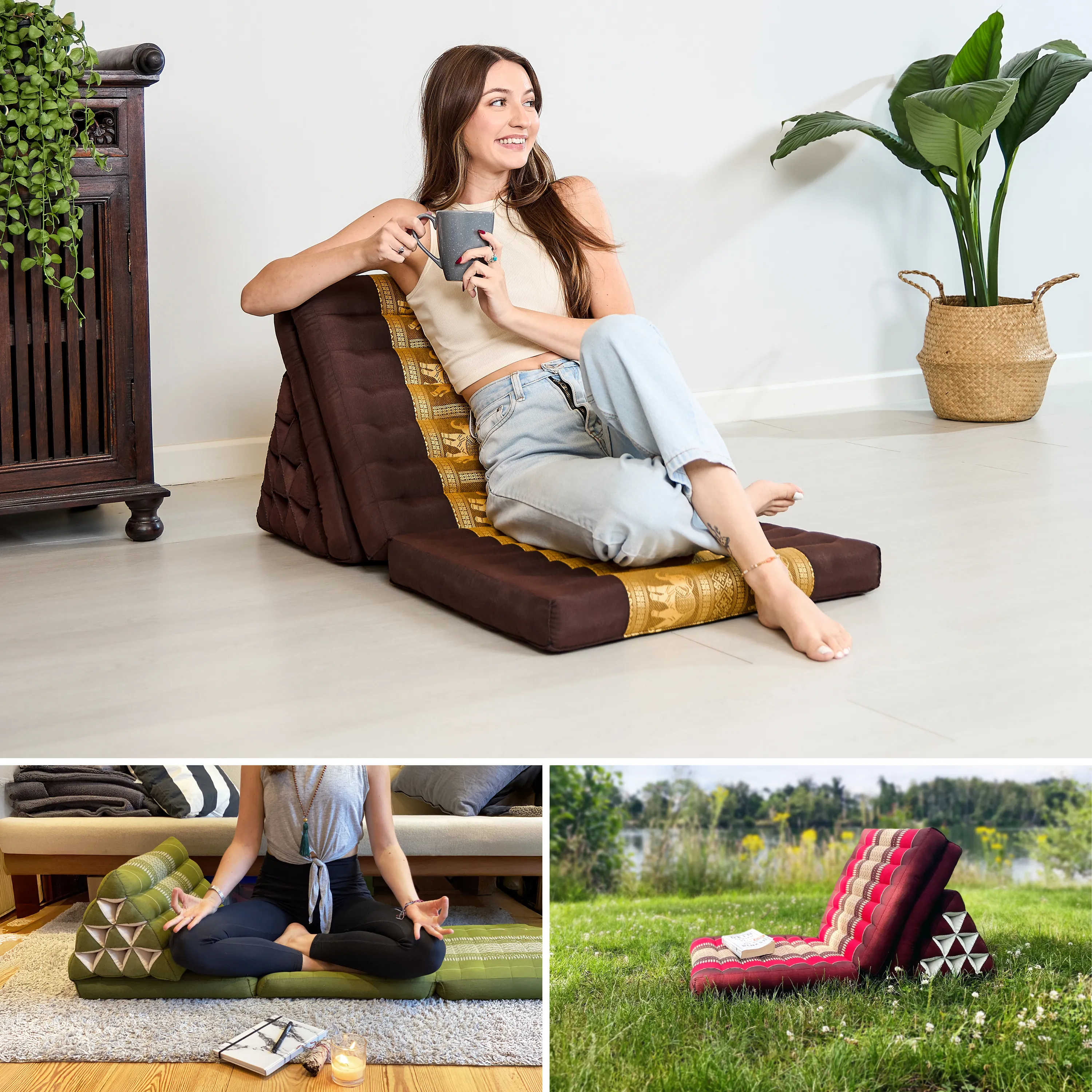 Coussin thaï avec matelas 3 parties en kapok, Deluxe