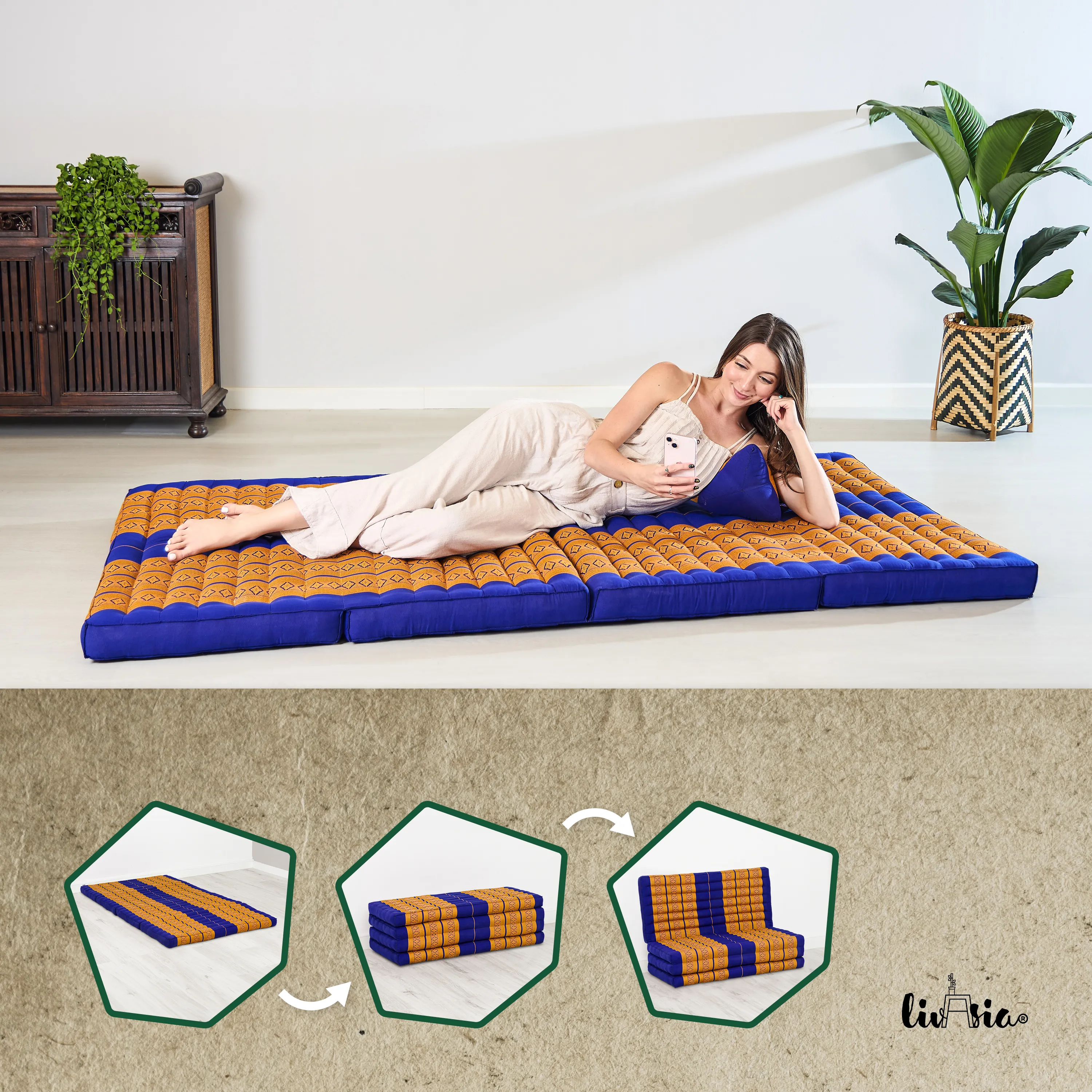 Matelas pliable en kapok, 110 cm de large, Classic