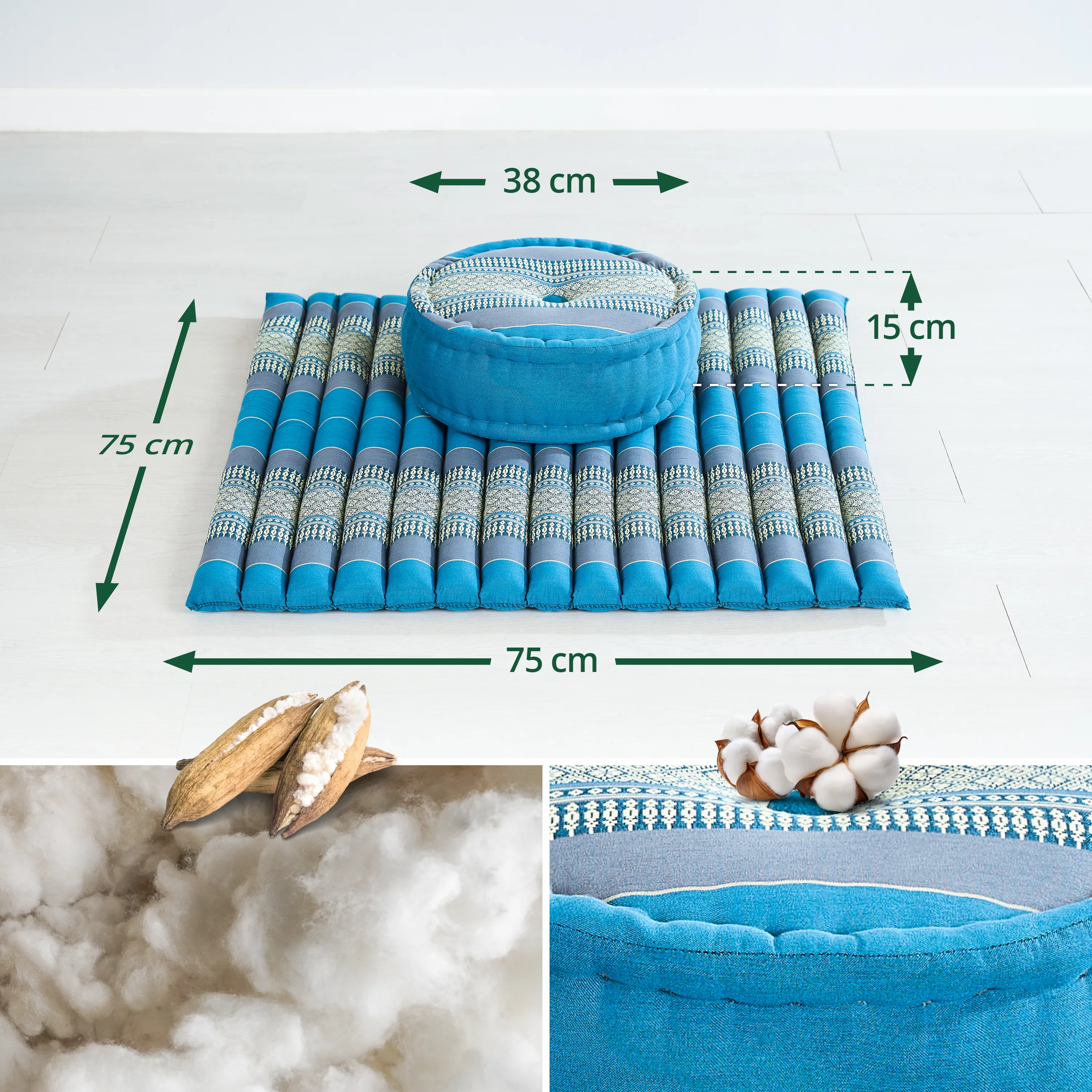 Set de coussins de méditation en kapok XL