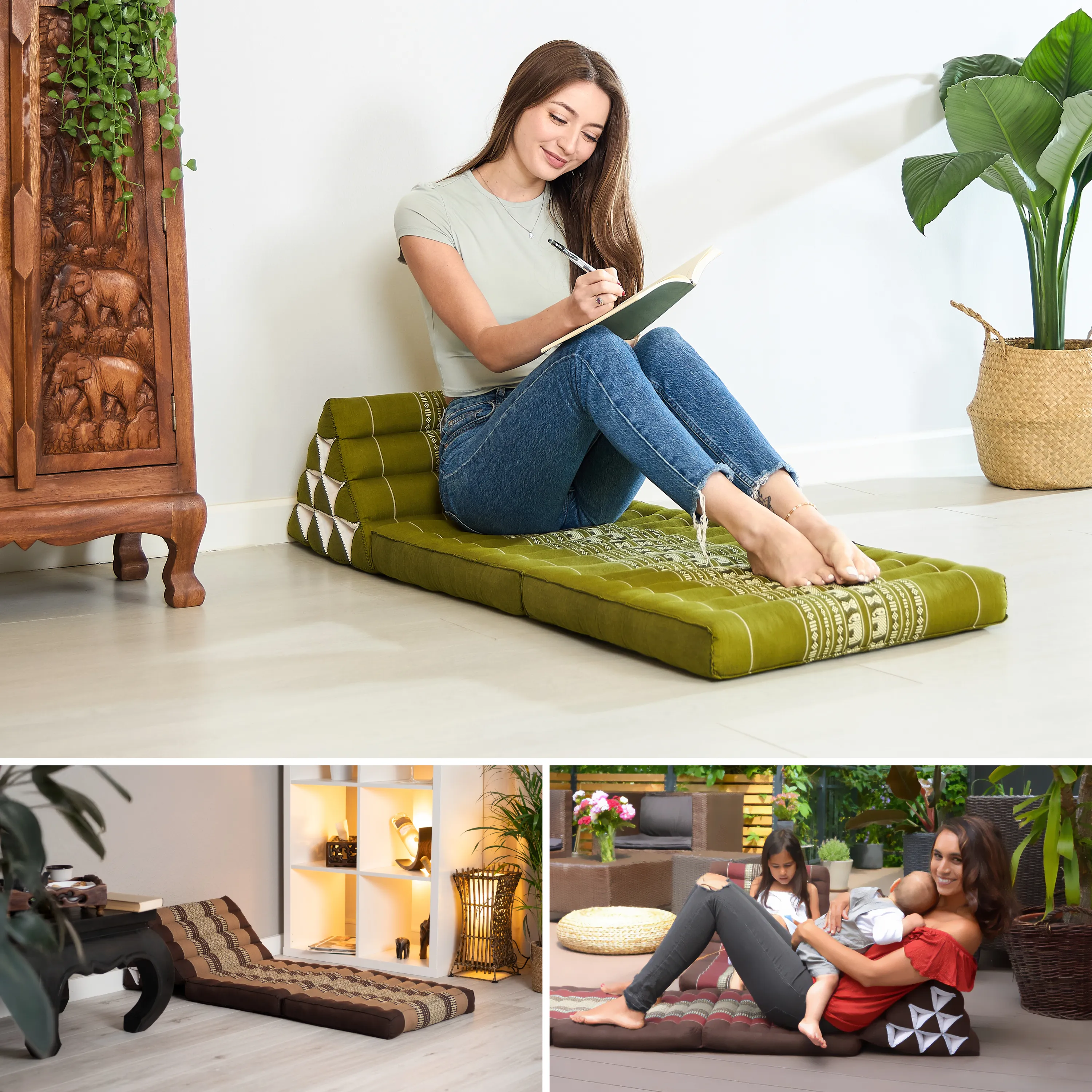 Coussin thaï avec matelas 2 parties en kapok