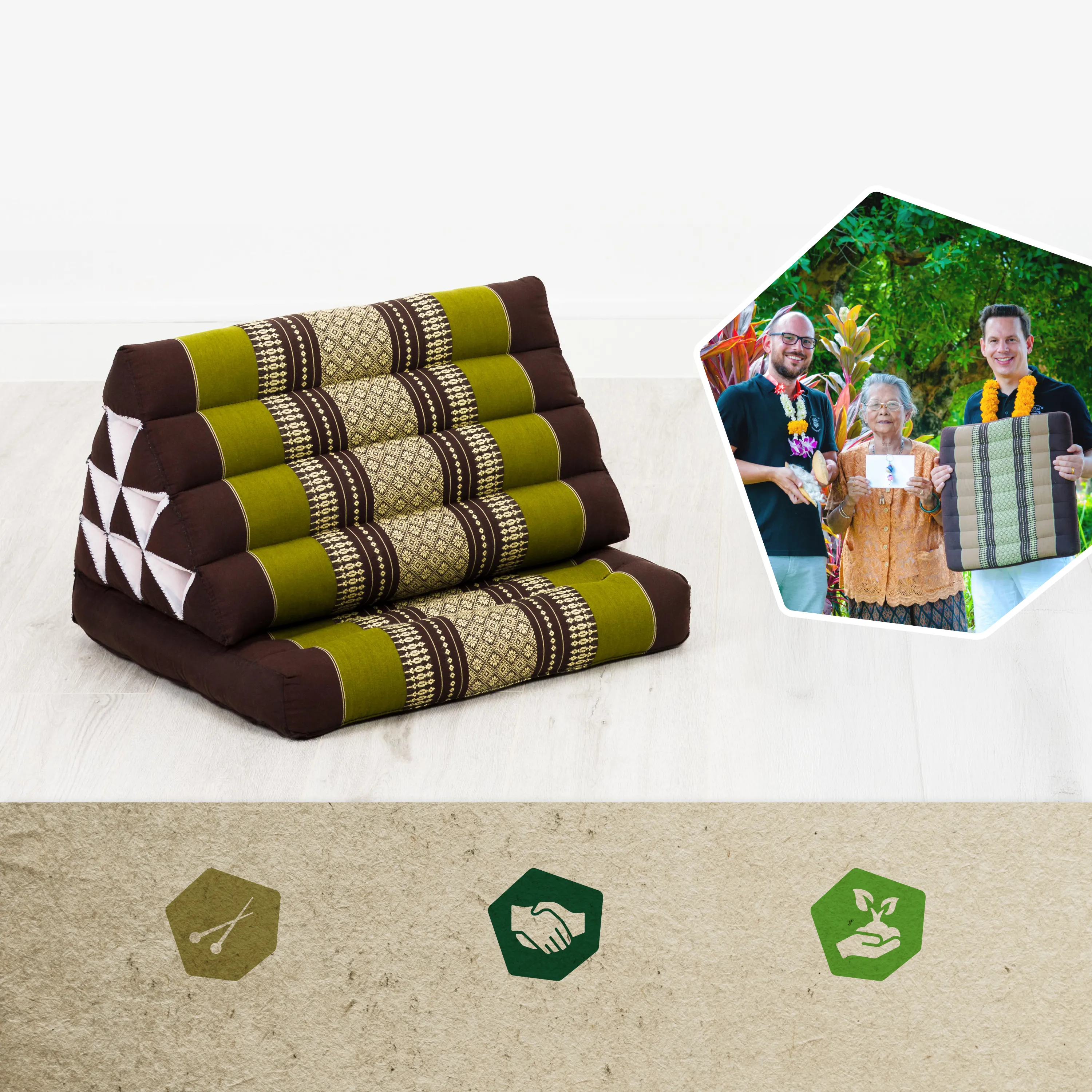 Coussin thaï avec matelas 1 partie en kapok