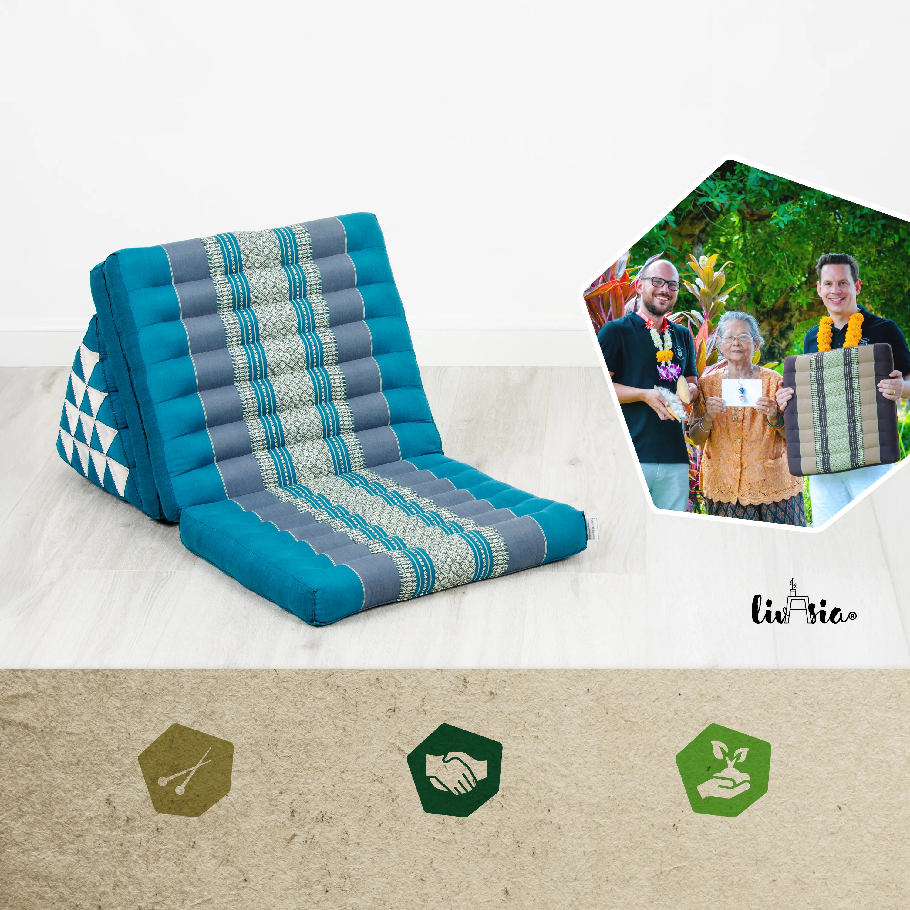 Coussin thaï en kapok hauteur XXL