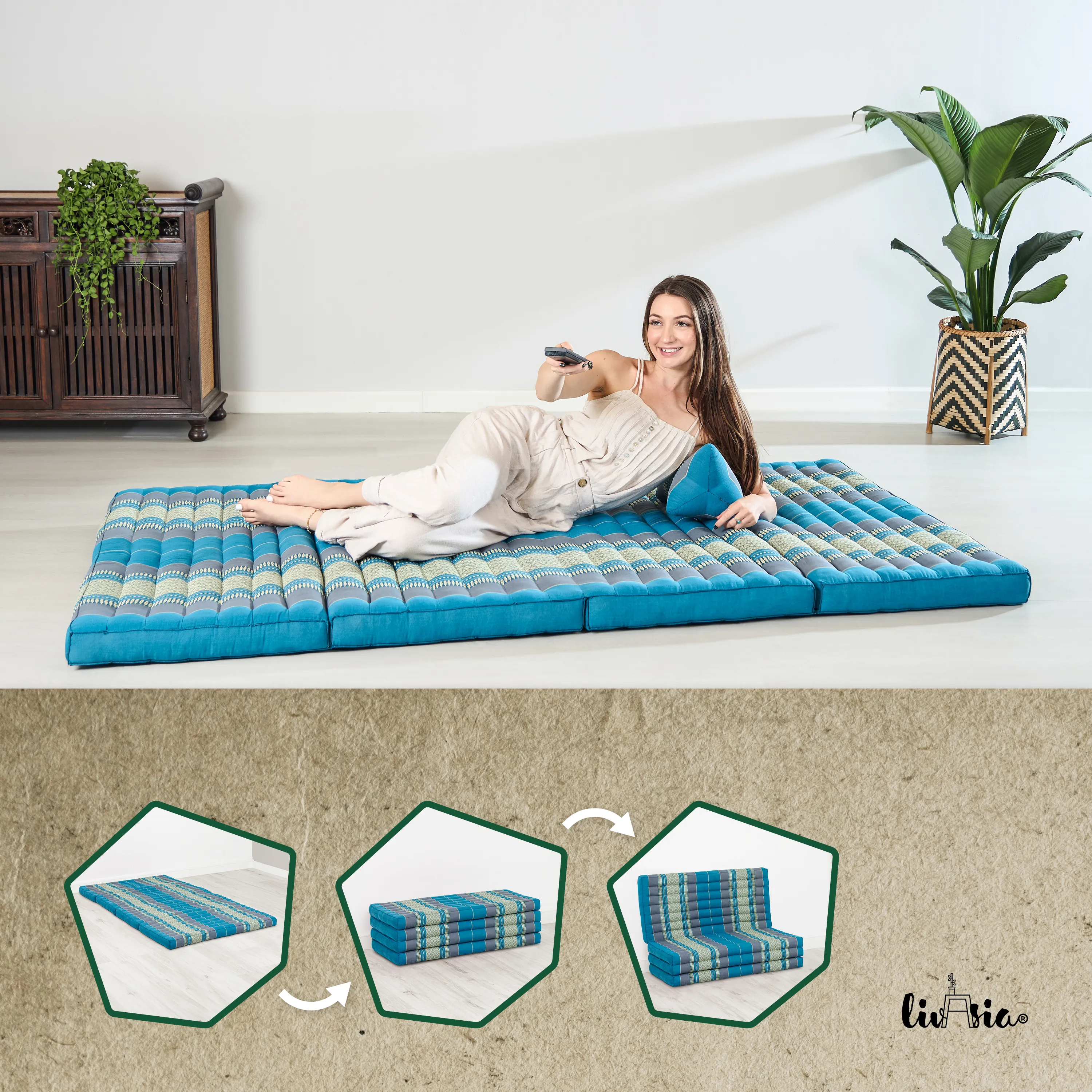 Matelas pliable en kapok, 110 cm de large, Classic