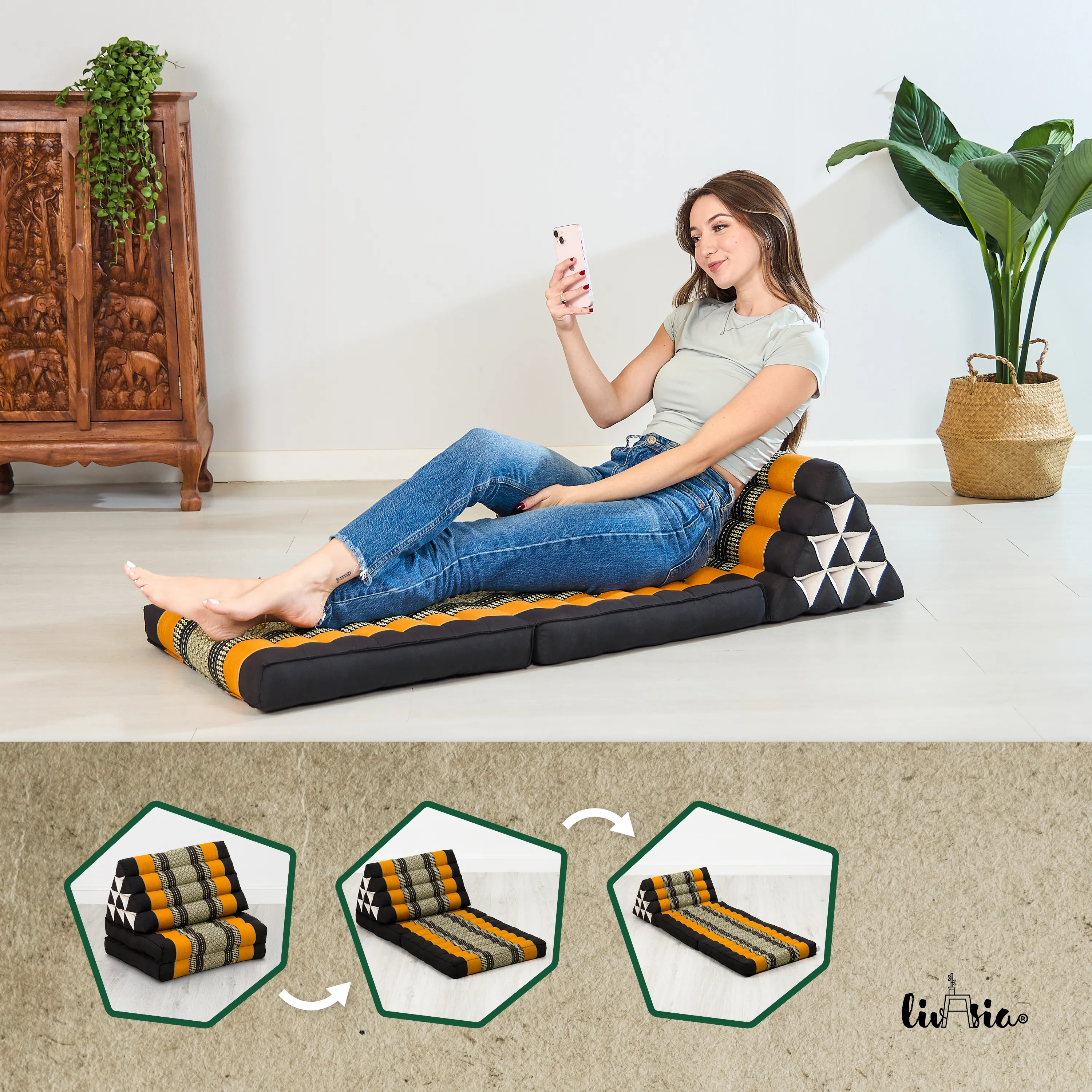 Coussin thaï avec matelas 2 parties en kapok