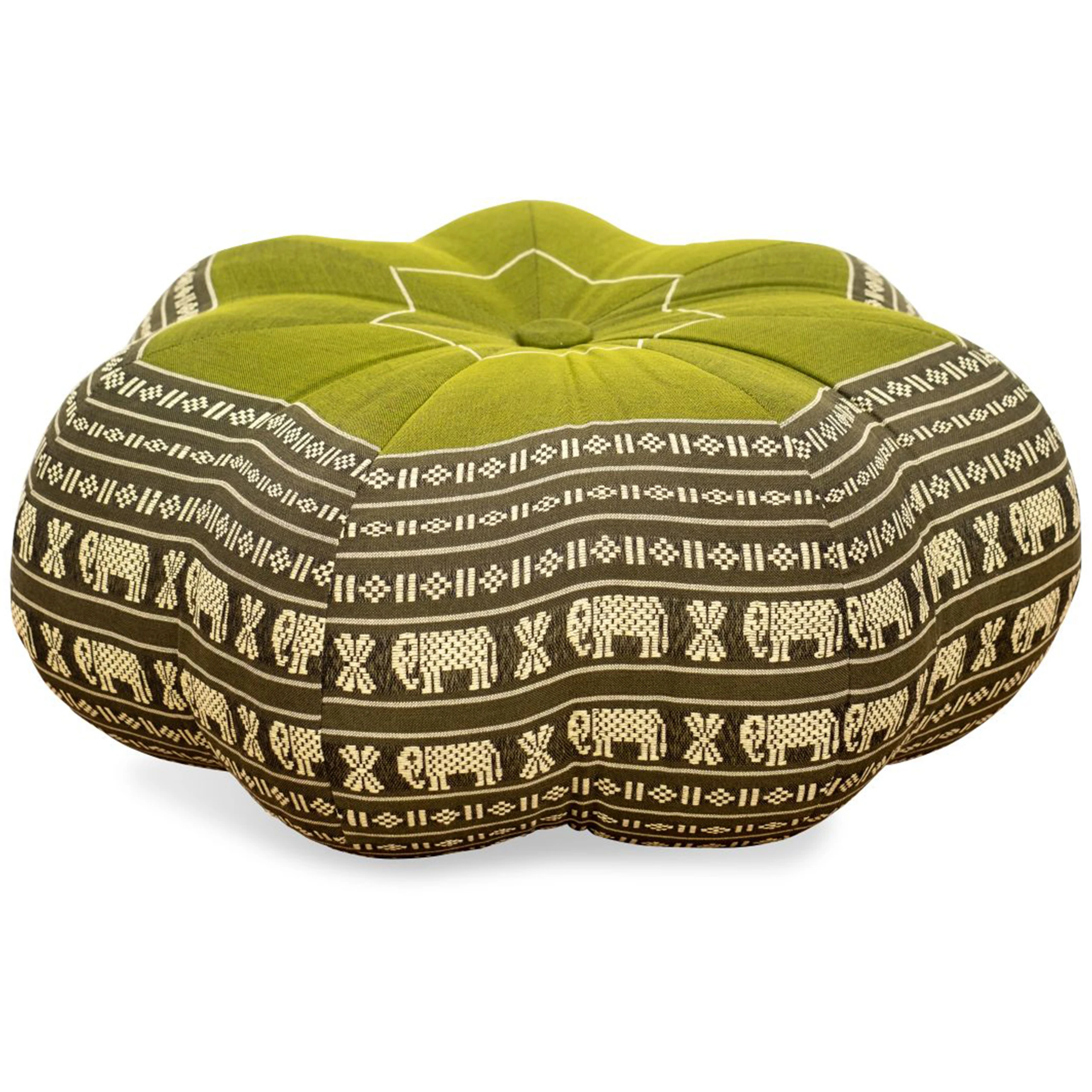 Zafu-grosser-Stern-gruen-Elefanten-1_frei Zafu étoile grande taille en kapok