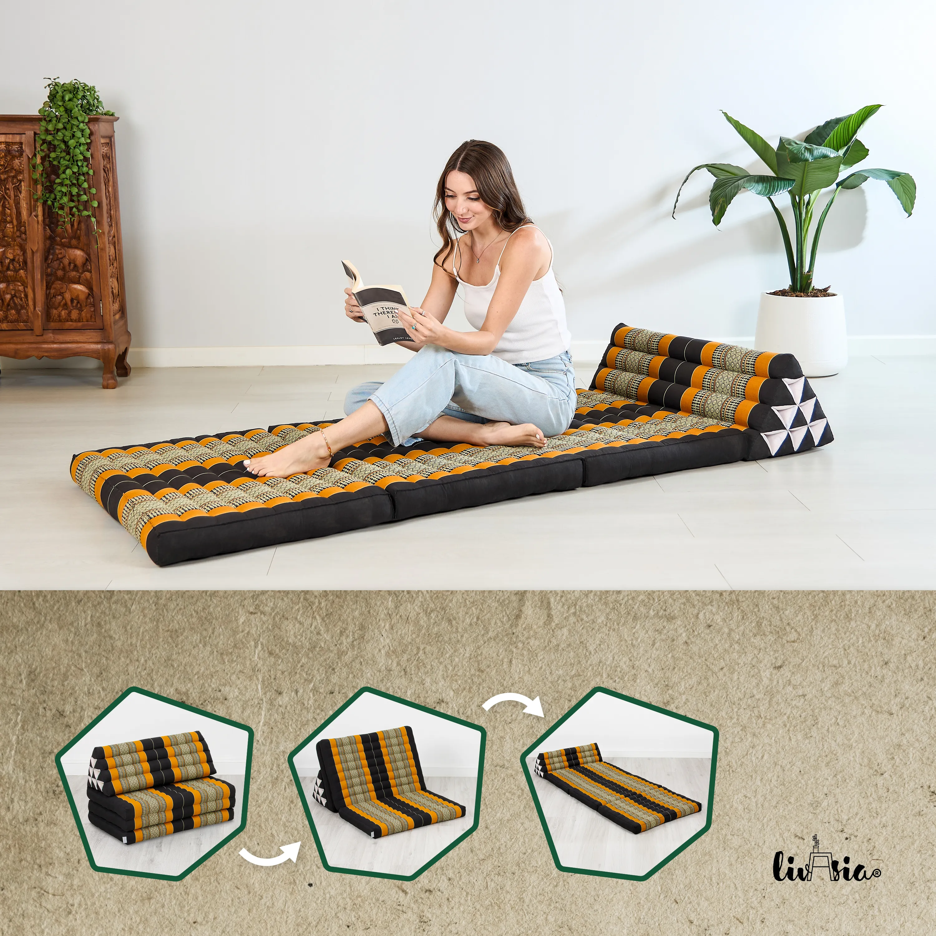 Coussin thaï en kapok largeur XXL