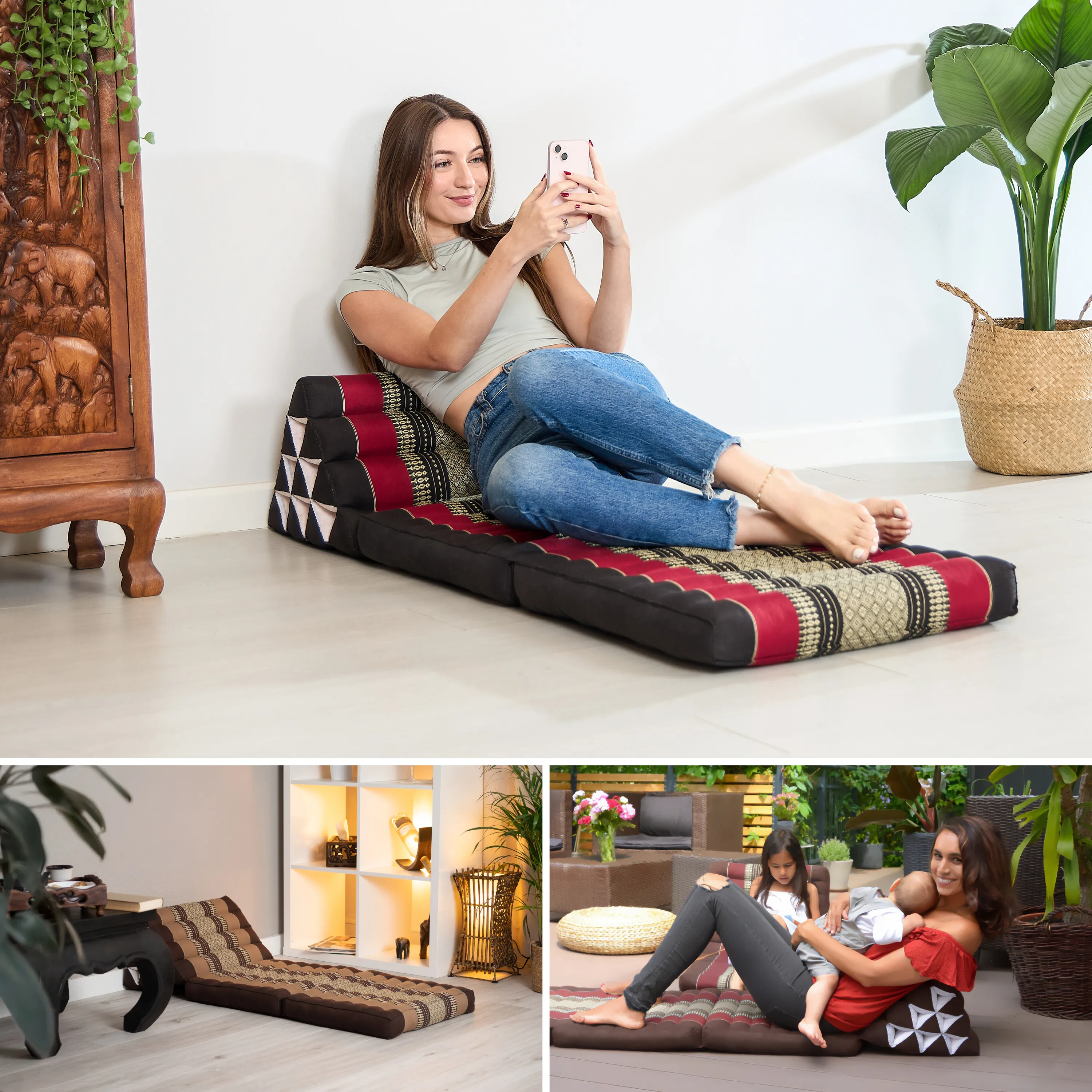 Coussin thaï avec matelas 2 parties en kapok