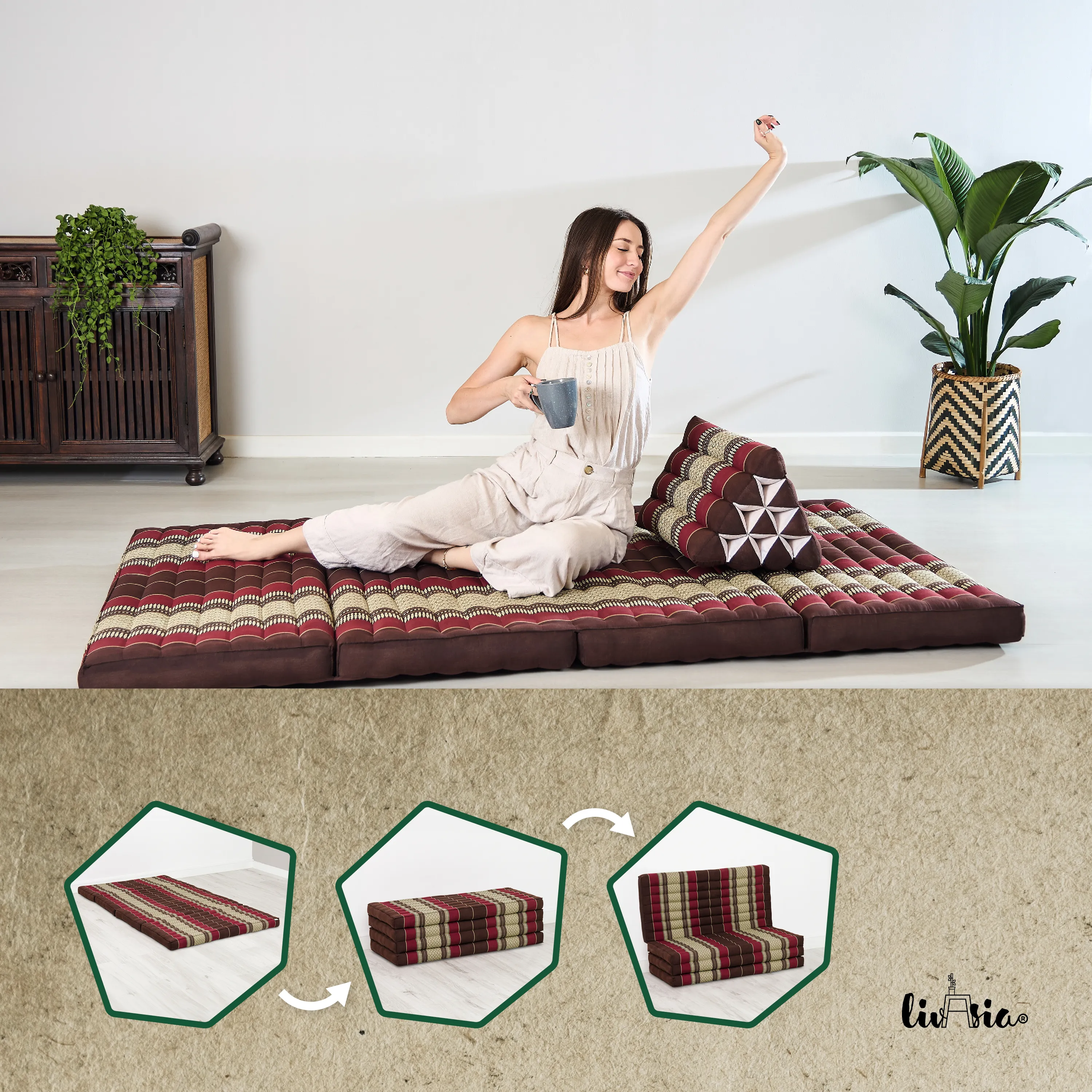 Matelas pliable en kapok, 110 cm de large, Classic