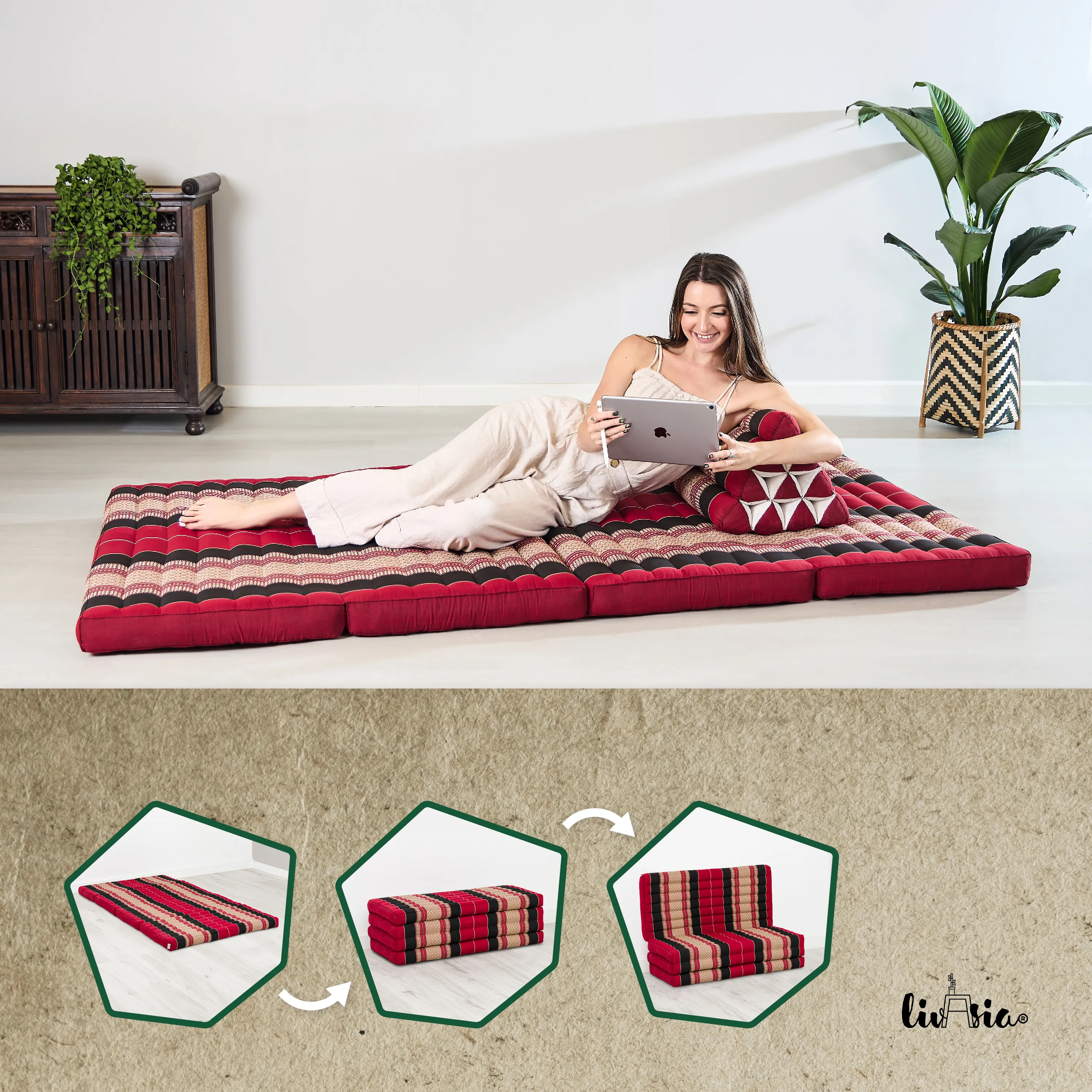 Matelas pliable en kapok, 110 cm de large, Classic
