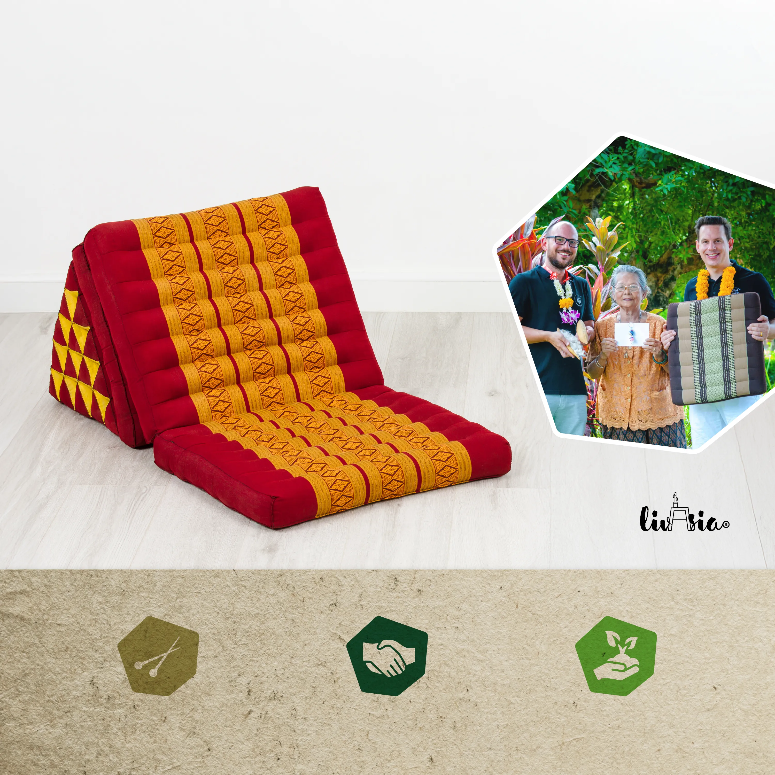Coussin thaï en kapok hauteur XXL