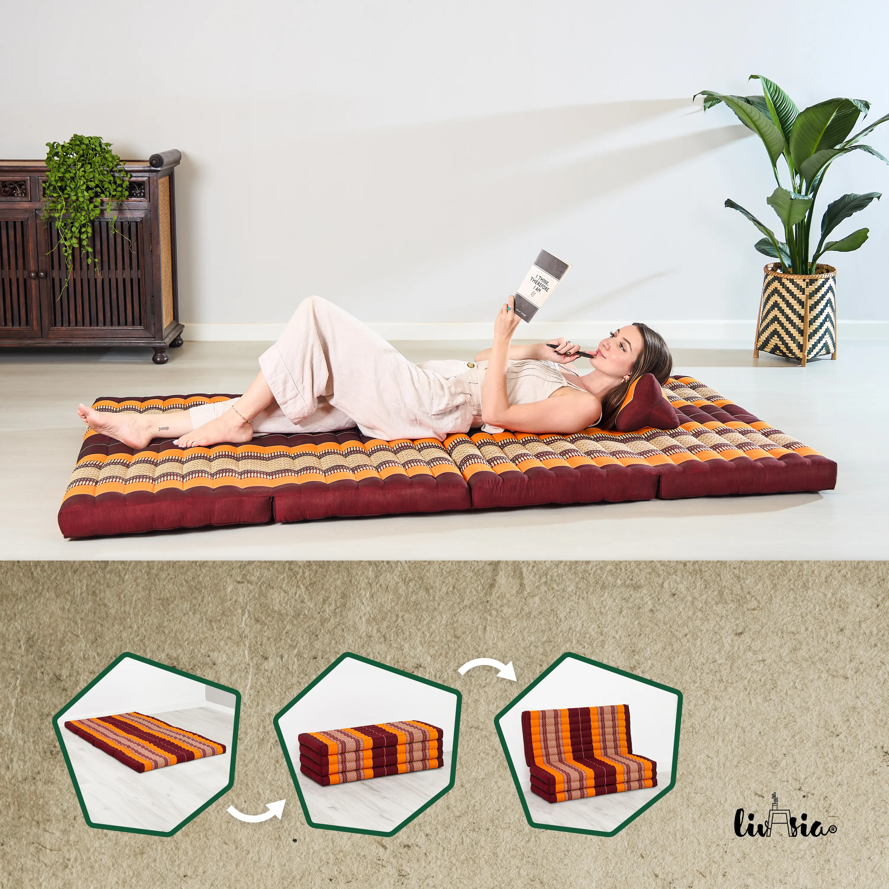 Matelas pliable en kapok, 110 cm de large, Classic