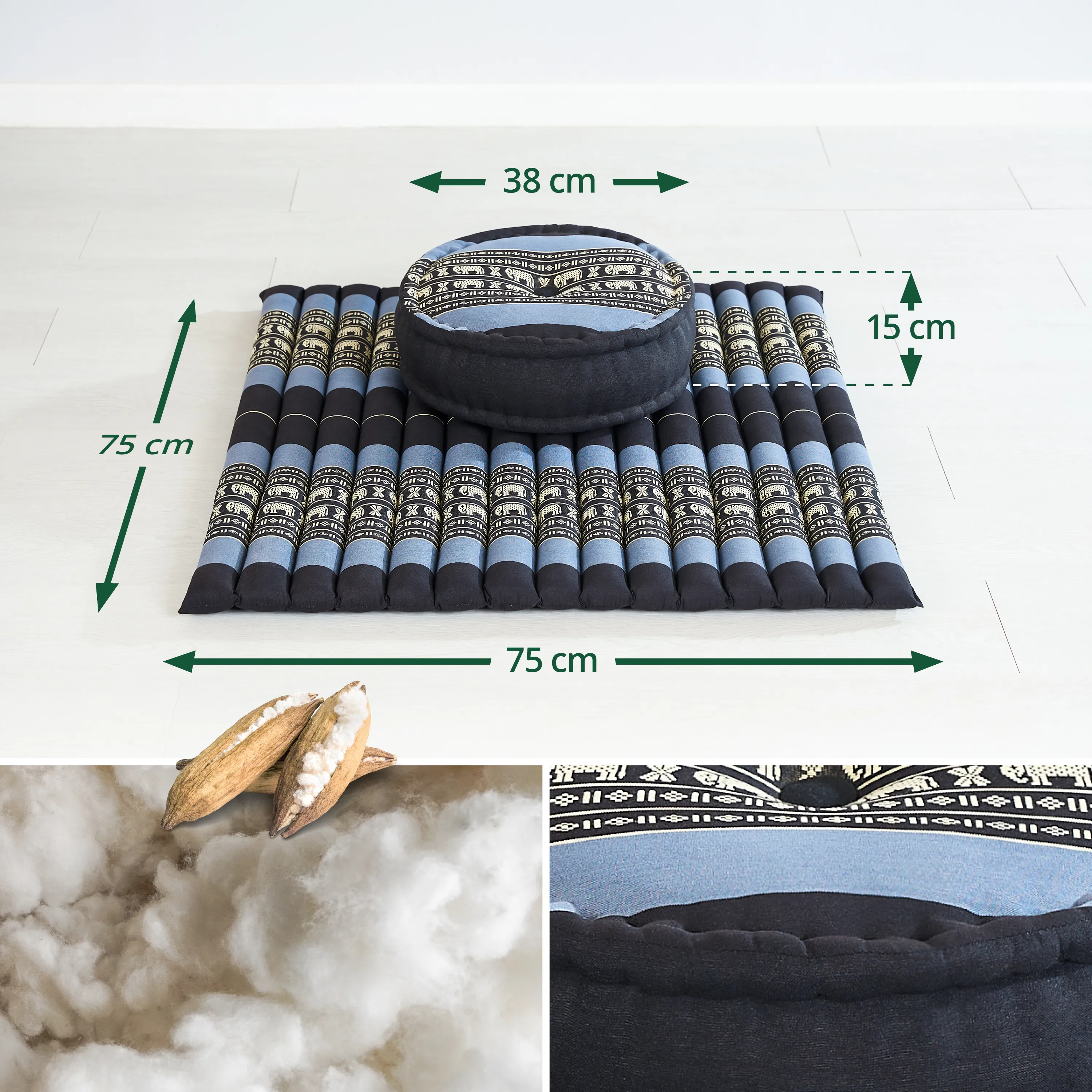 Set de coussins de méditation en kapok XL