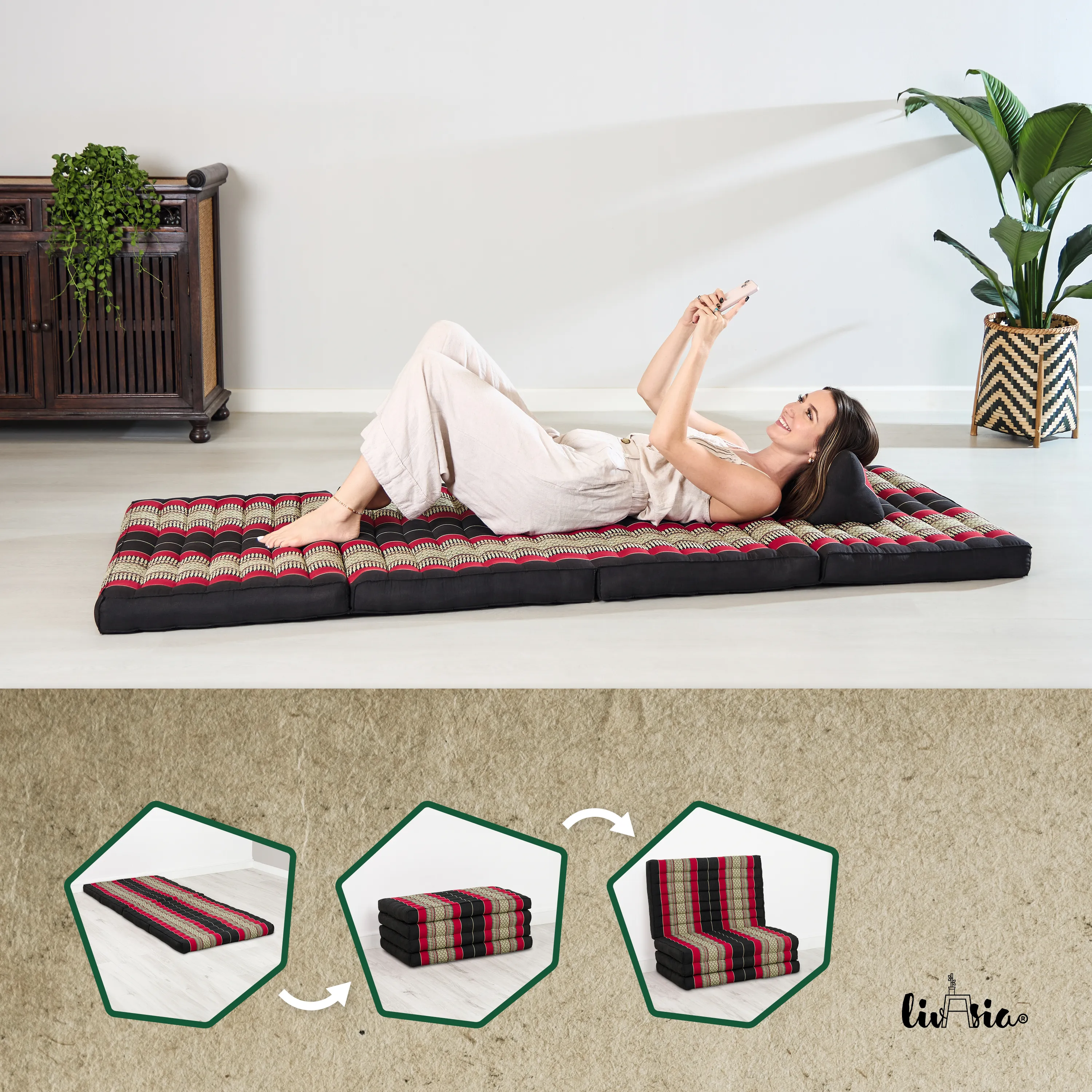 Matelas pliable en kapok, 80 cm de large, Classic
