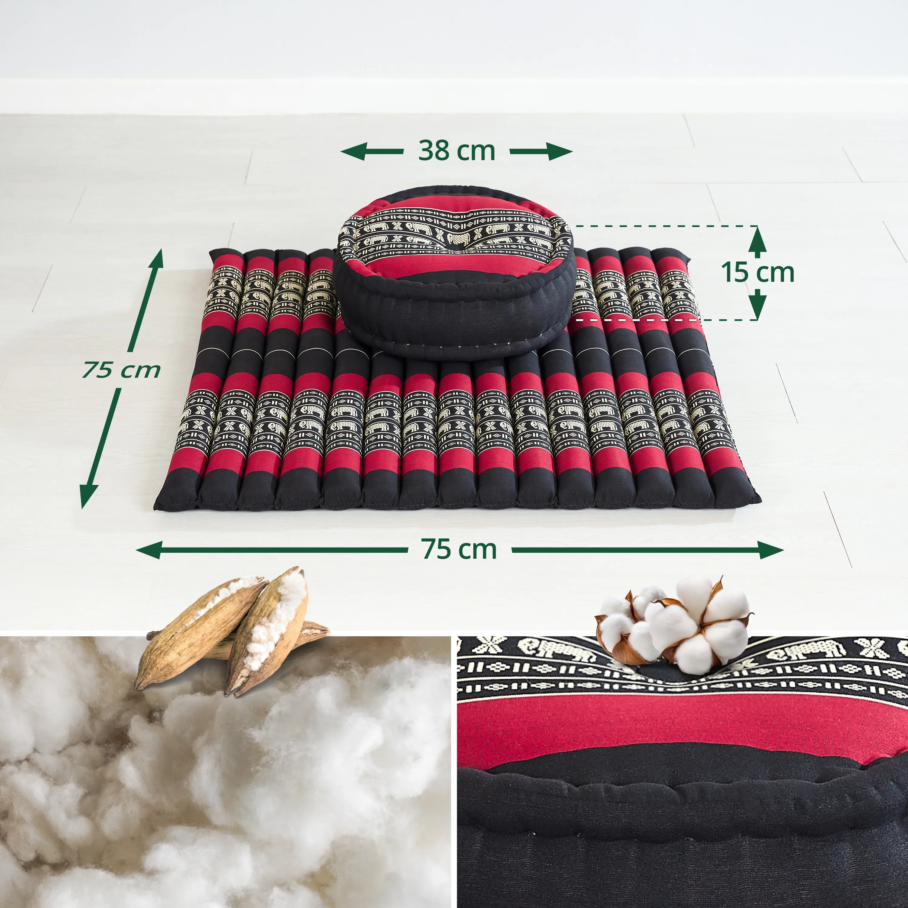 Set de coussins de méditation en kapok XL