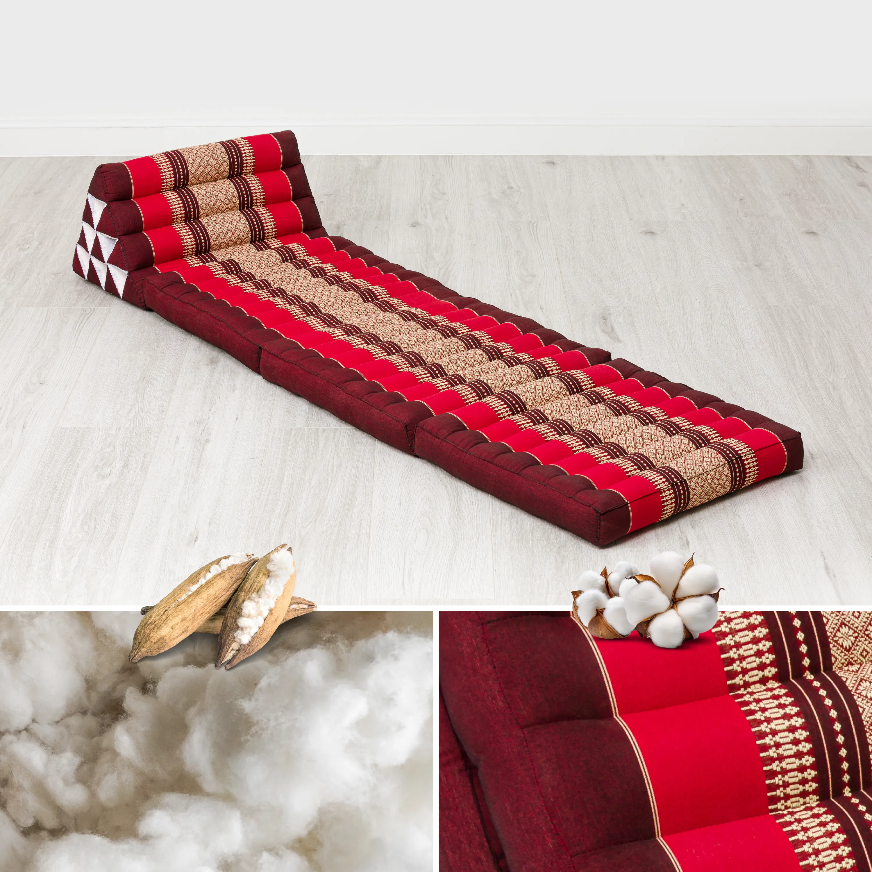 Coussin thaï avec matelas 3 parties en kapok, Classic