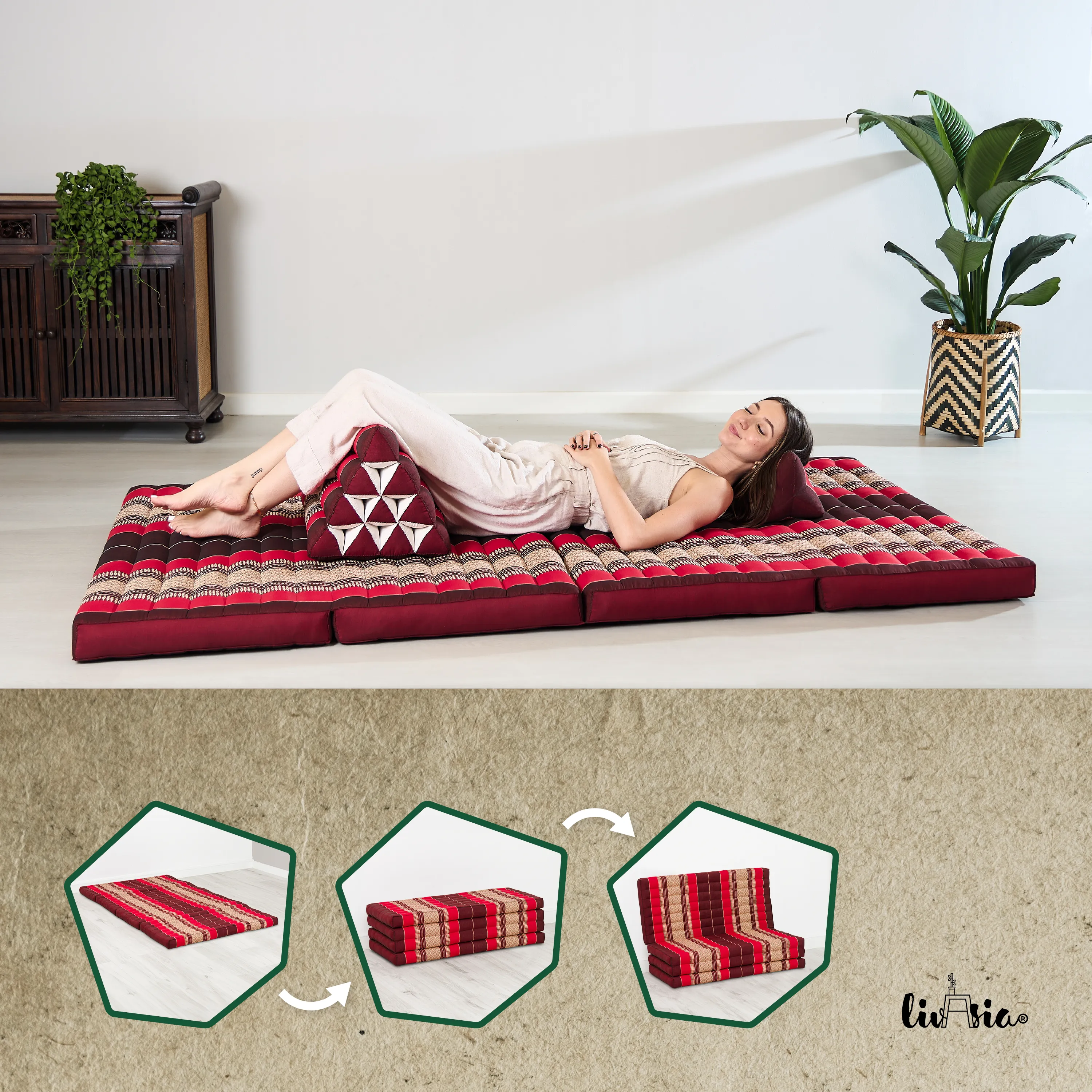 Matelas pliable en kapok, 110 cm de large, Classic