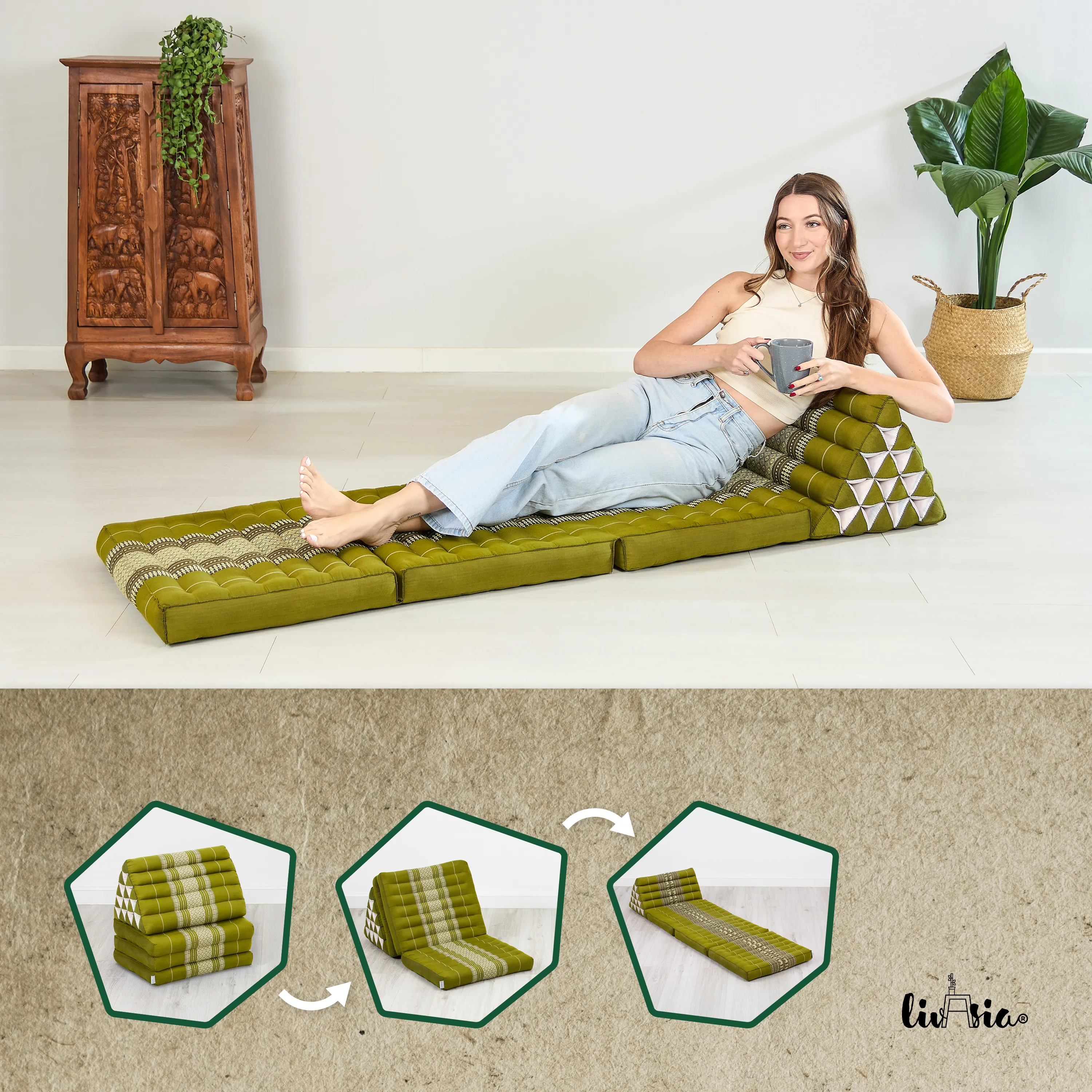 Coussin thaï en kapok hauteur XXL