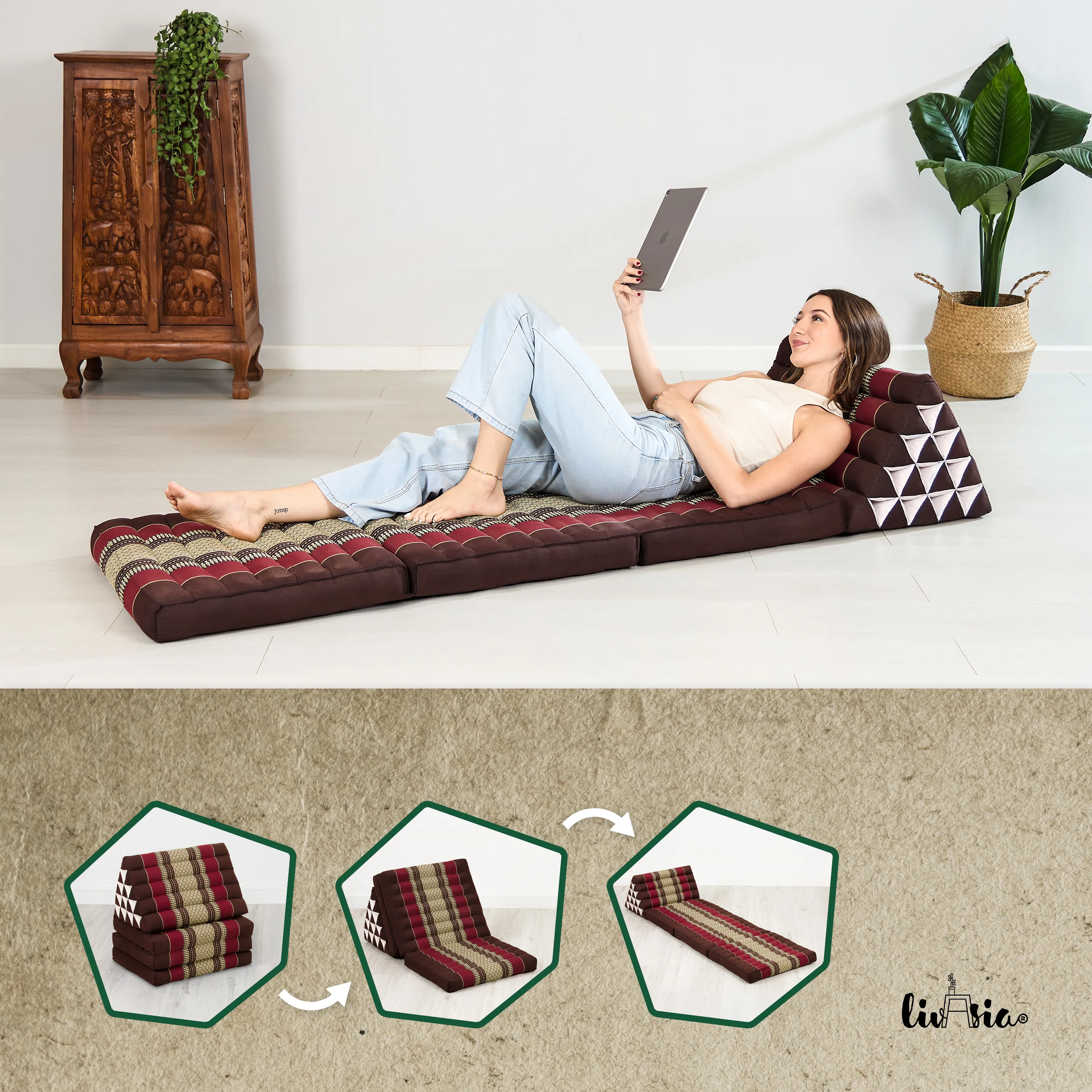 Coussin thaï en kapok hauteur XXL