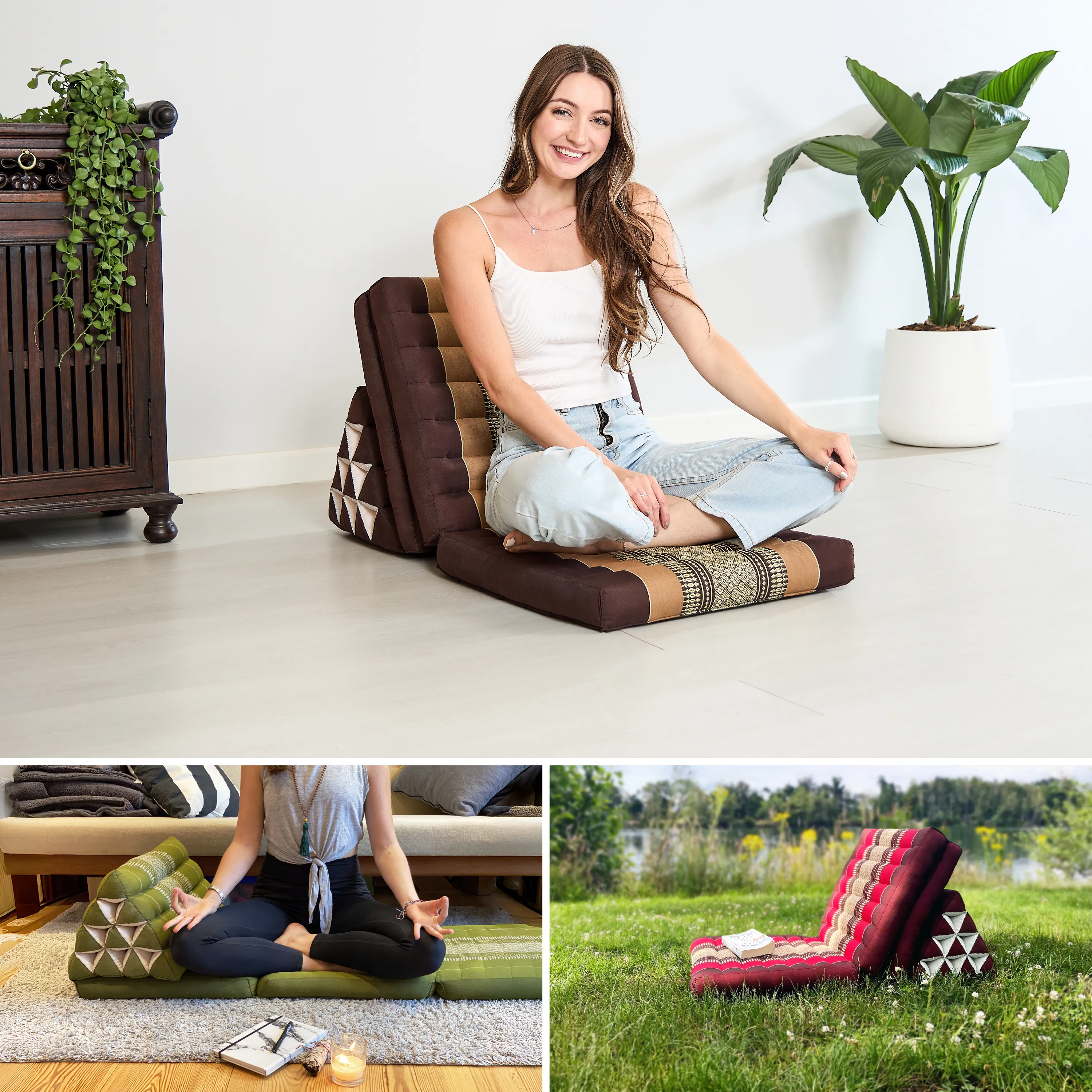Coussin thaï avec matelas 3 parties en kapok, Classic